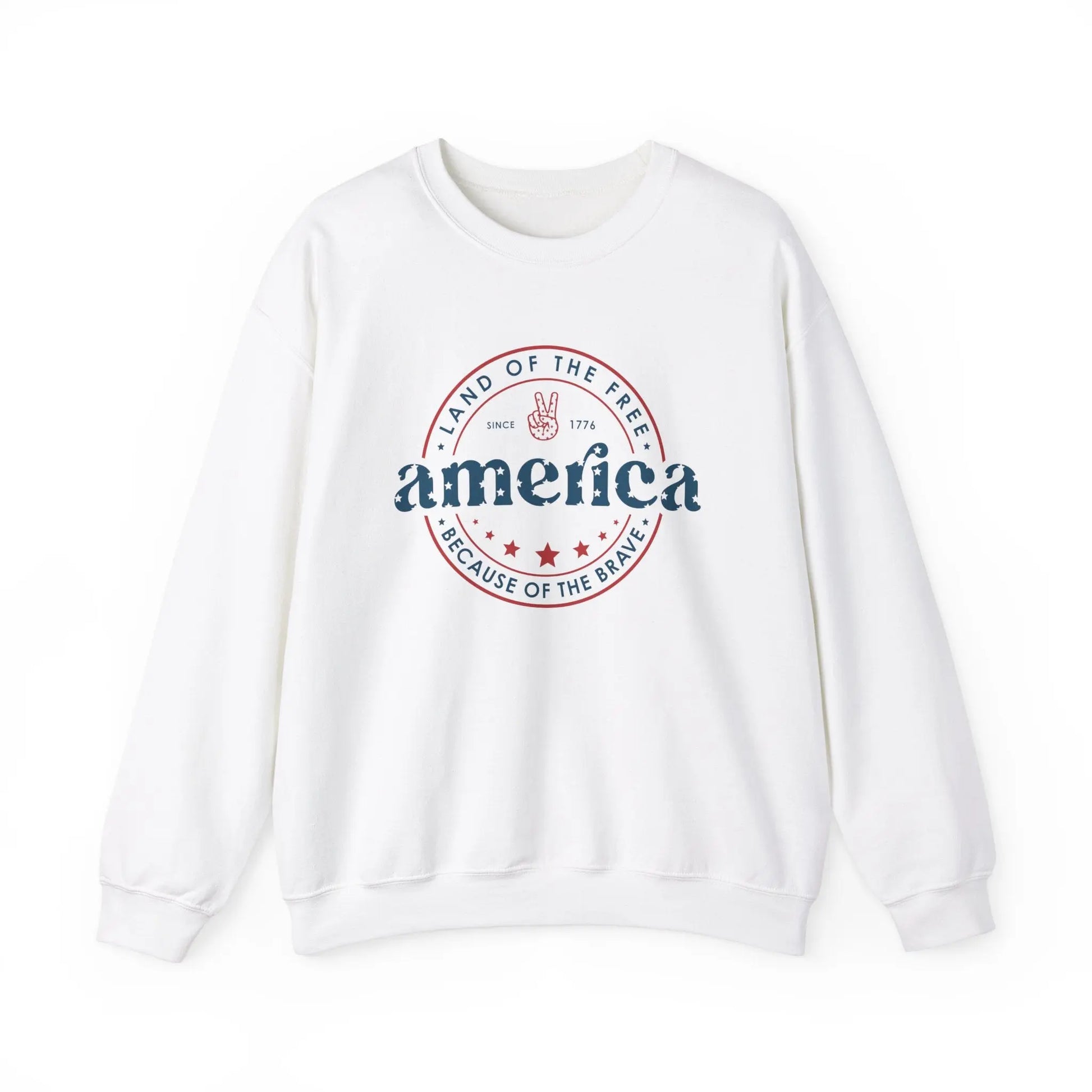 America: Land of the Free Because of the Brave Vintage Retro America Sweatshirt for Patriots Printify