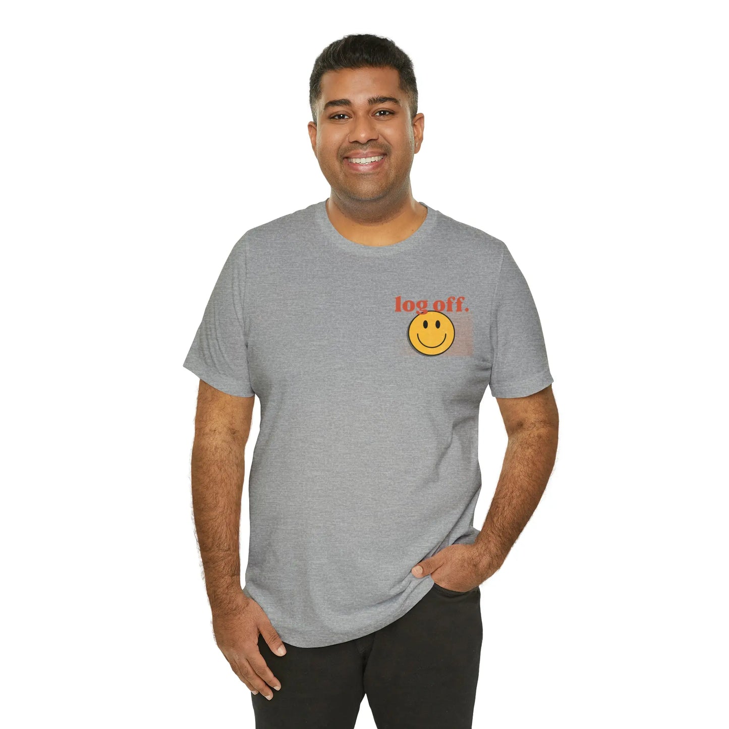 Stay Present with Retro 'Log Off' Smiley Face T-Shirt - papercraneco