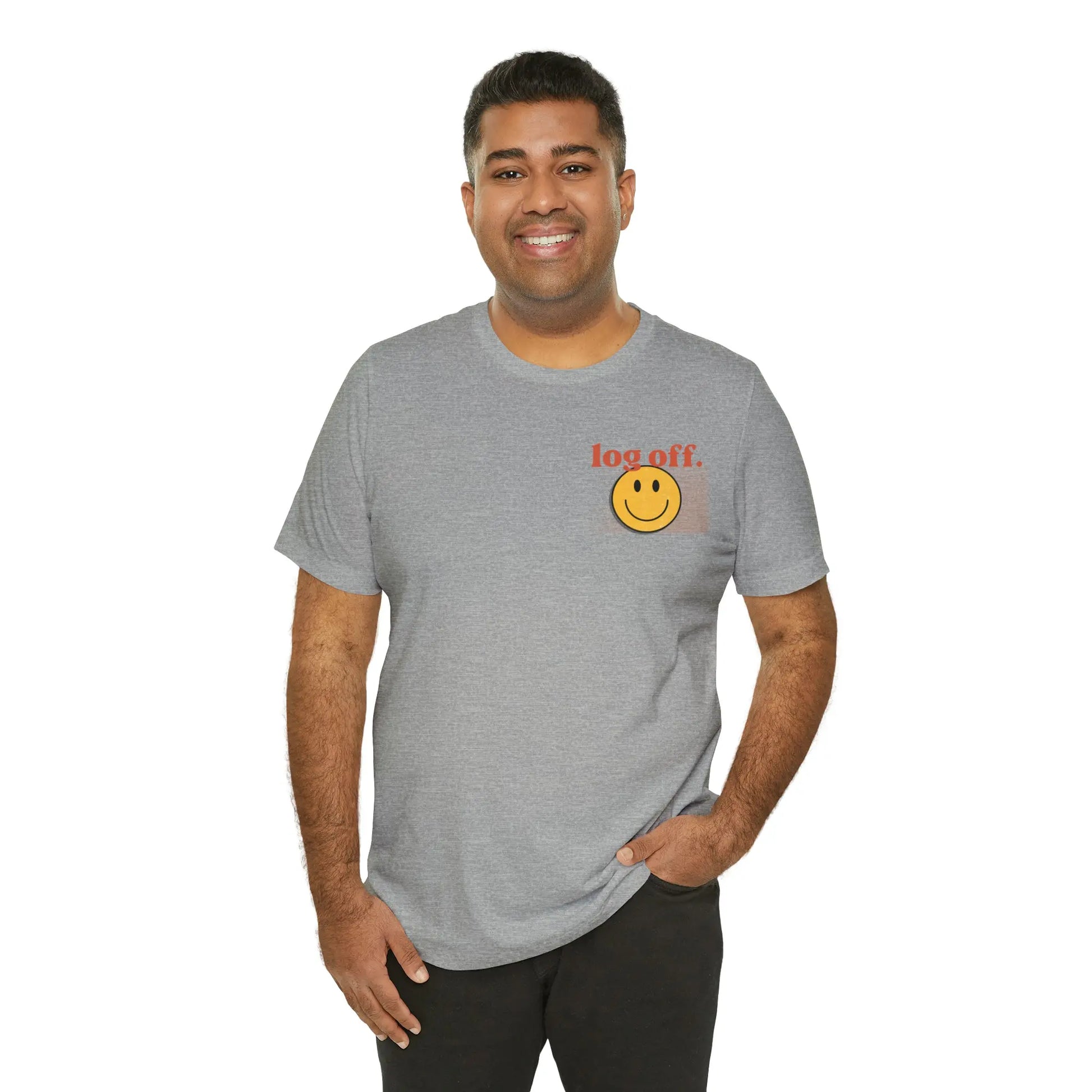 Stay Present with Retro 'Log Off' Smiley Face T-Shirt - papercraneco