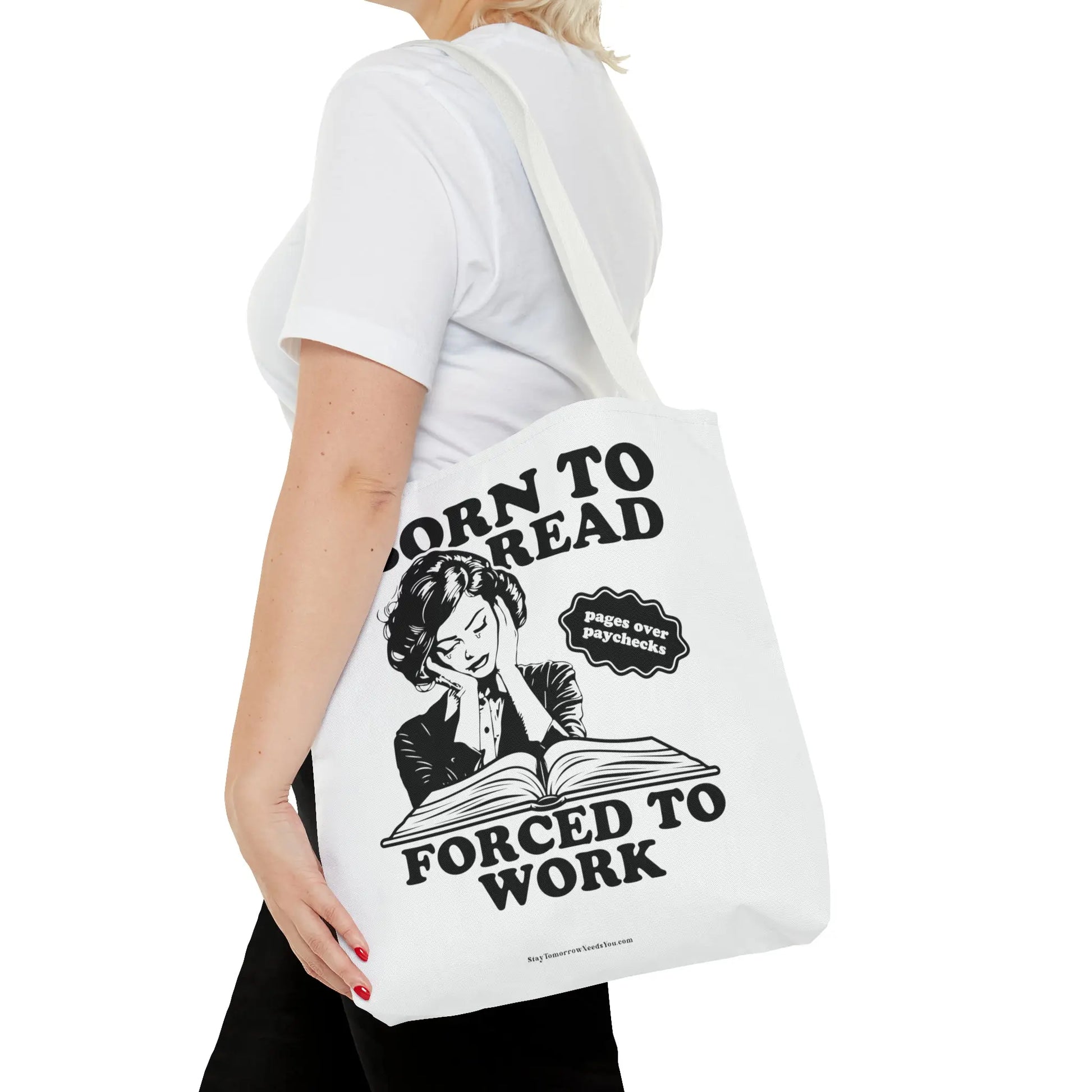 Born To Read Forced to Work Retro Tote Spicy Smut Tote Bookish Gift Dark Romantasy Reader Morally Grey Club Fiction Character Book Lover Mothers Day Gift Book Club Book Worm