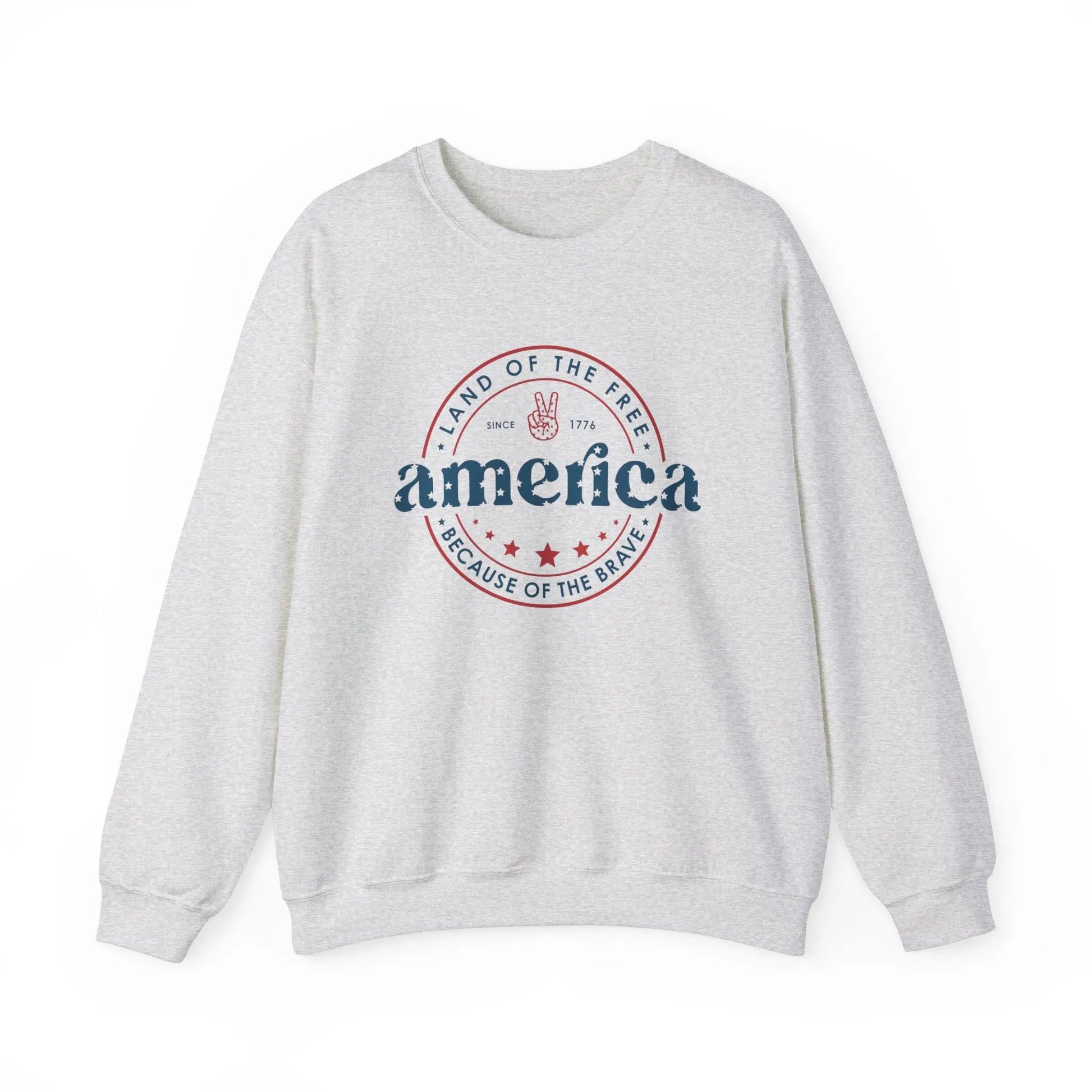America: Land of the Free Because of the Brave Vintage Retro America Sweatshirt for Patriots Printify