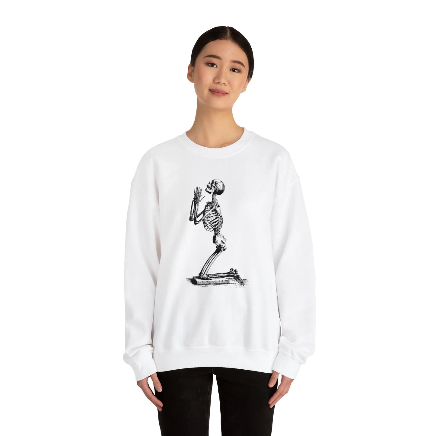 Praying Skeleton Sweatshirt Printify