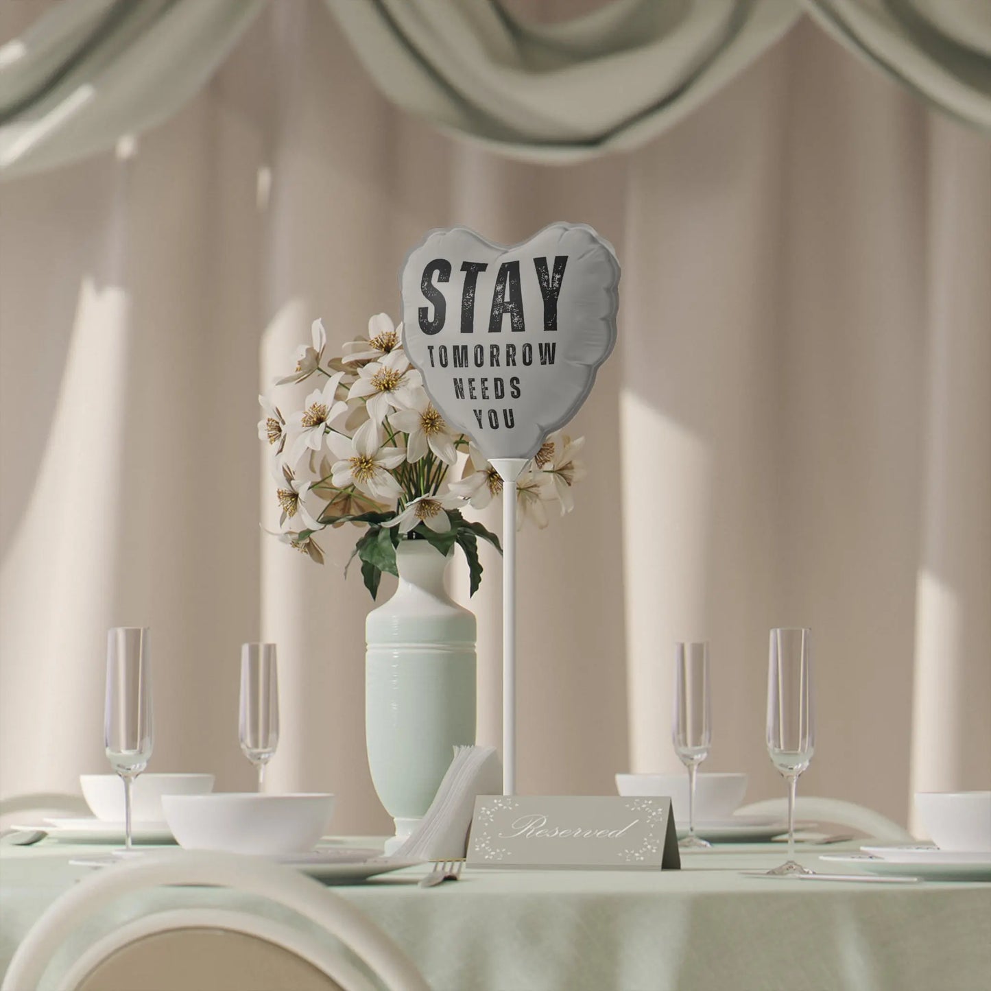 Stay Tomorrow Needs You 6" Balloon Heart or Round Printify