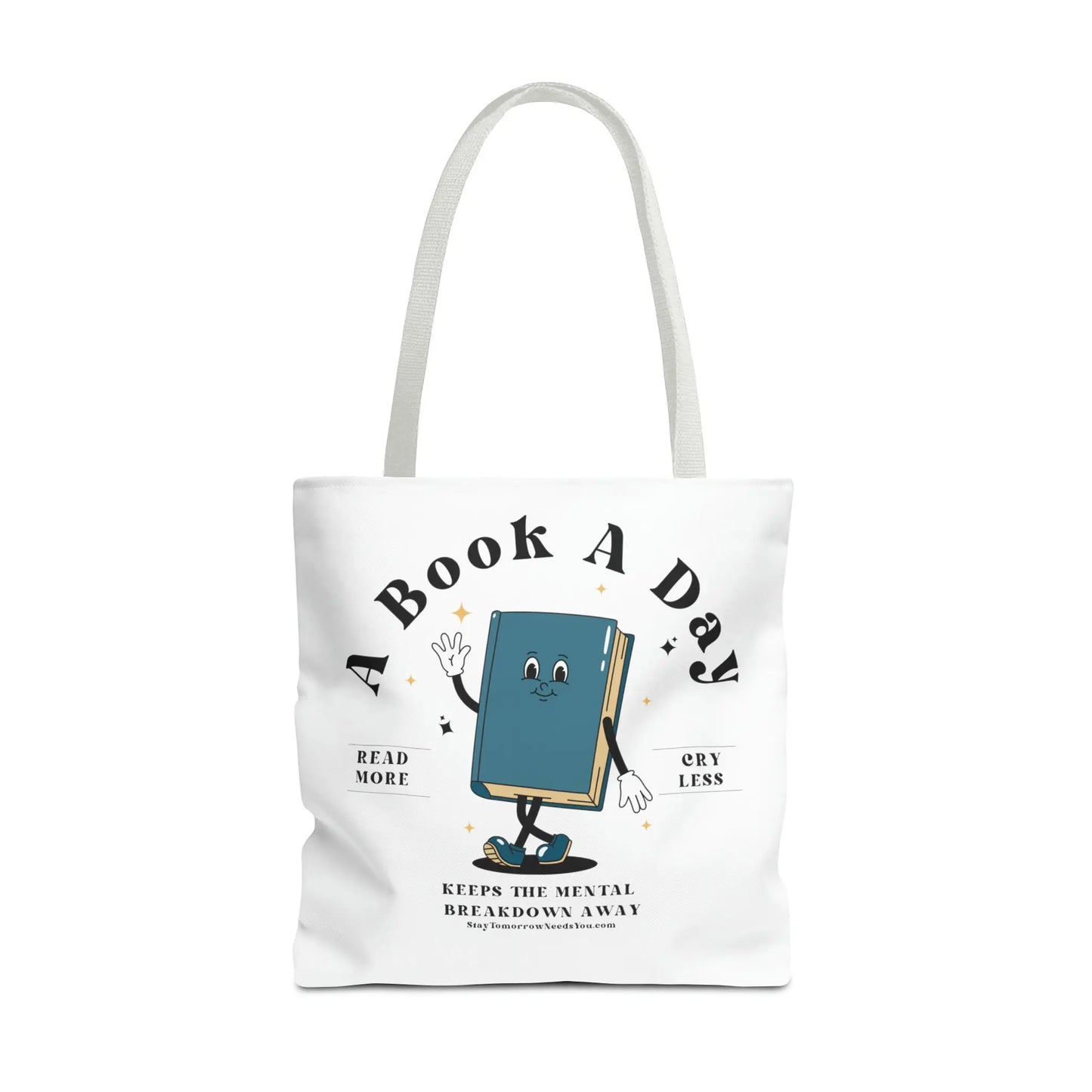 Bookish Mental Health Tote | Book A Day Retro Tote Read More Book Lover Bookworm BookTok Romance Reader Book Addict Romantasy Bibliophile