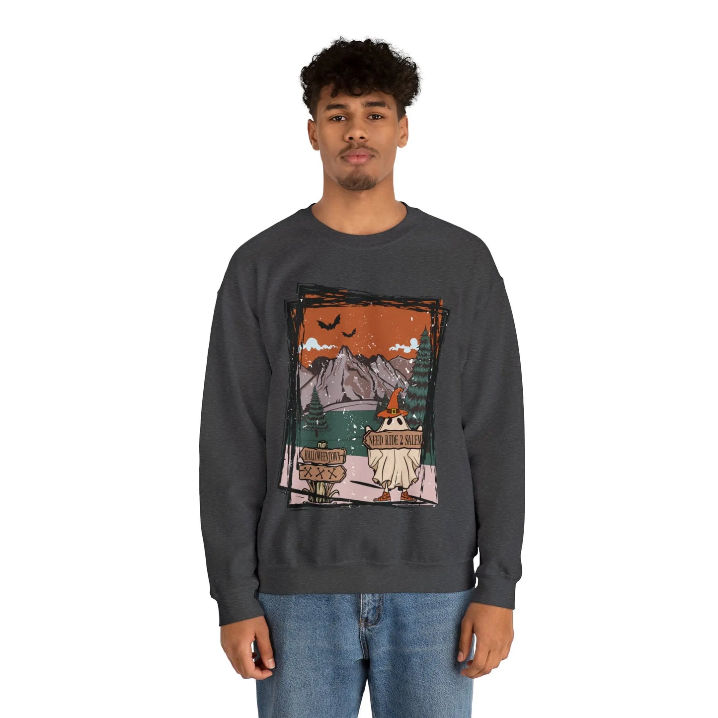 Halloween Hitchhiking Ghost Boho Distressed Printify