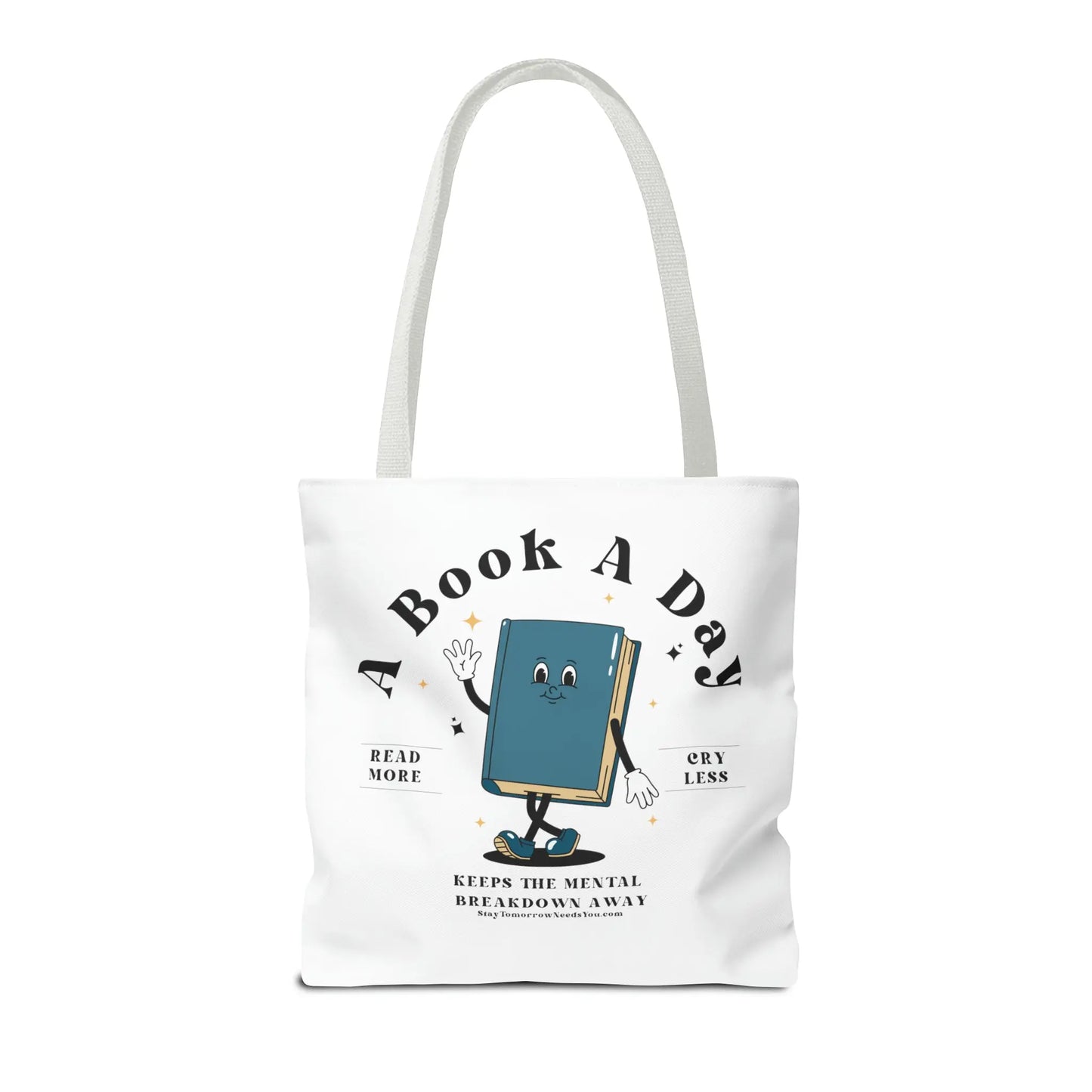 Bookish Mental Health Tote | Book A Day Retro Tote Read More Book Lover Bookworm BookTok Romance Reader Book Addict Romantasy Bibliophile