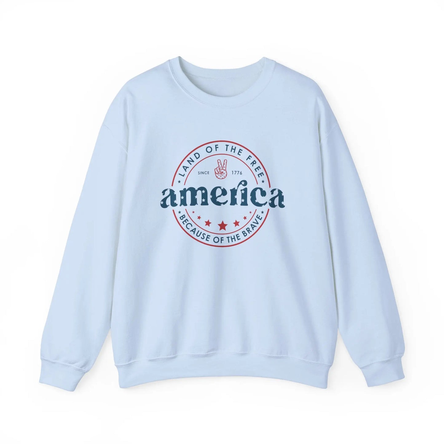 America: Land of the Free Because of the Brave Vintage Retro America Sweatshirt for Patriots Printify