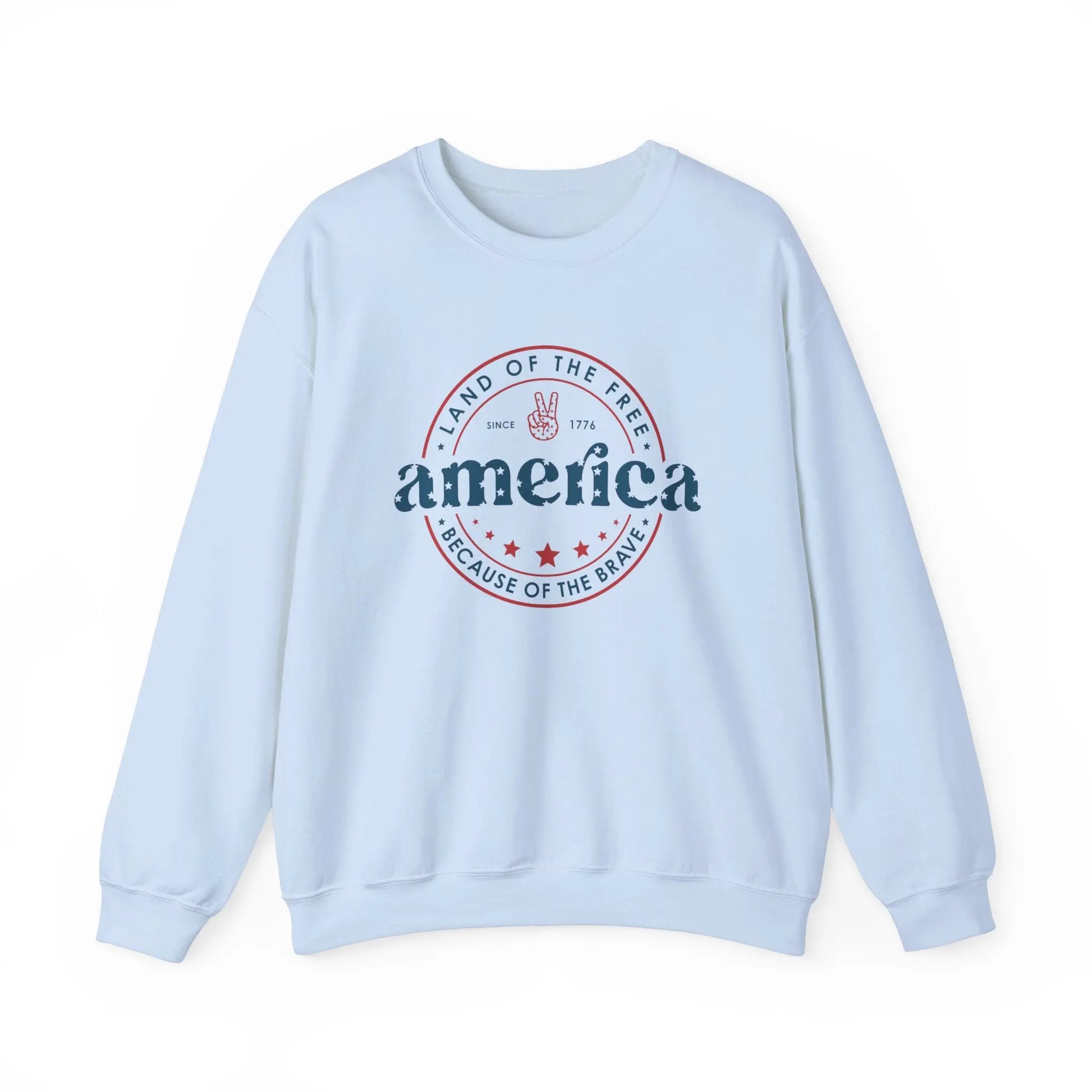 America: Land of the Free Because of the Brave Vintage Retro America Sweatshirt for Patriots Printify