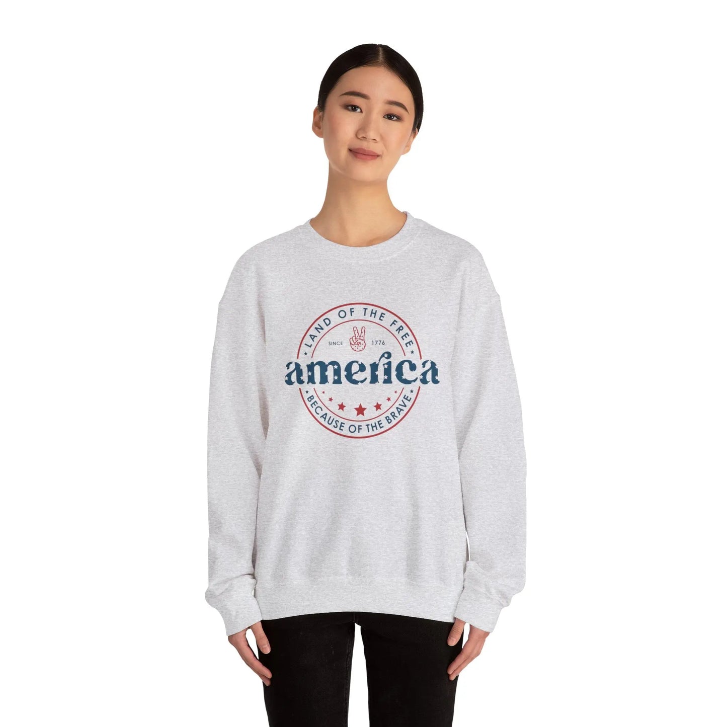 America: Land of the Free Because of the Brave Vintage Retro America Sweatshirt for Patriots Printify
