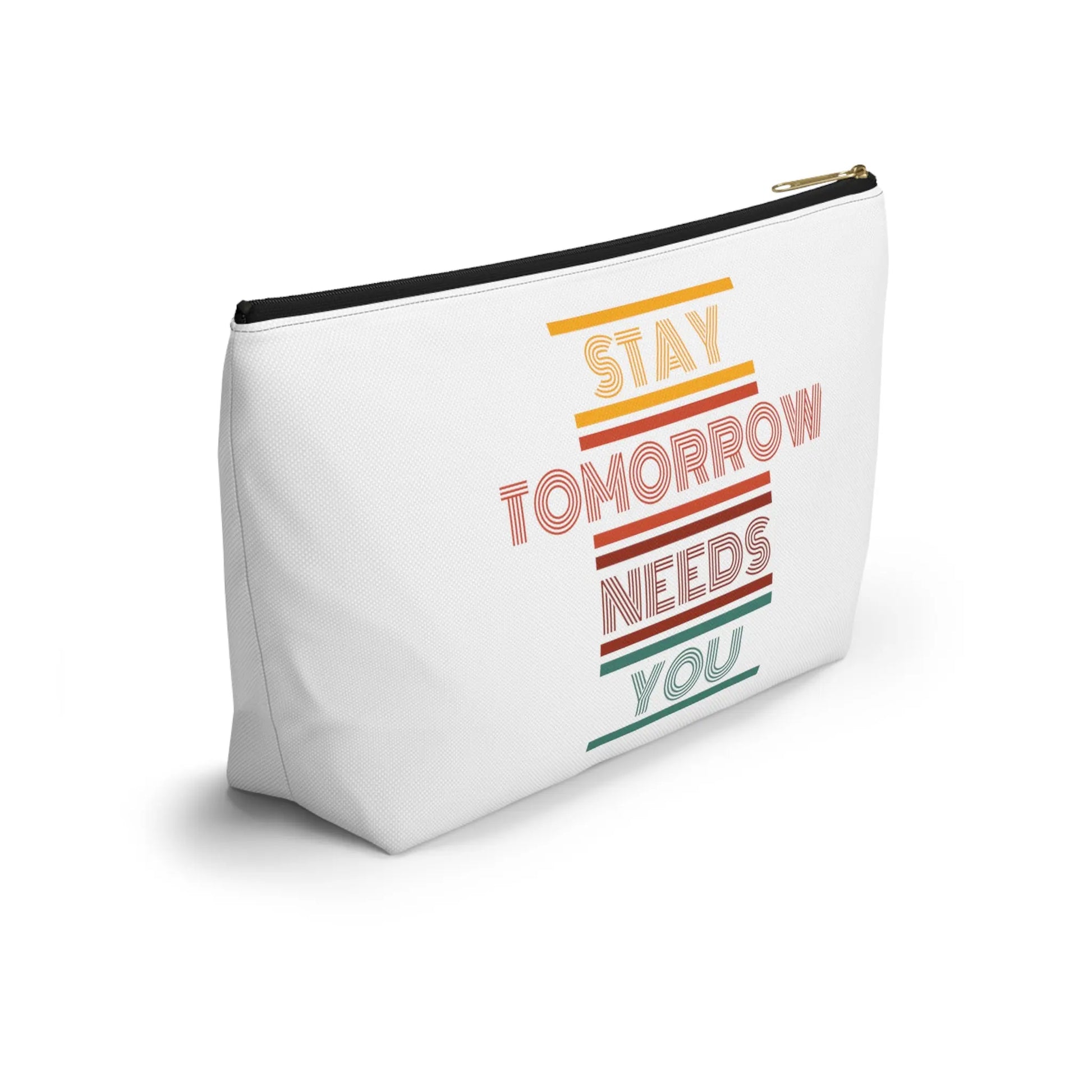 Stay, tomorrow needs you retro makeup Bag accessory Pouch w T-bottom - papercraneco