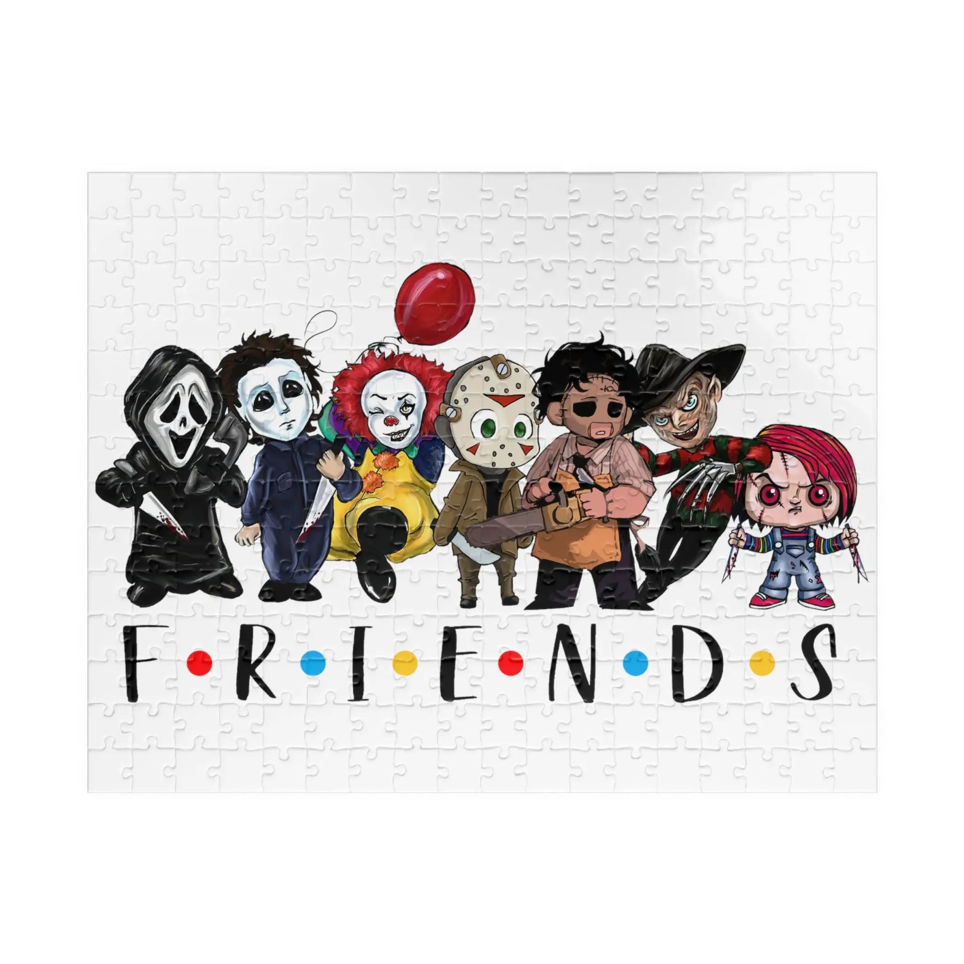 Iconic Horror Characters Jigsaw Puzzle - Ghost Face, Michael Myers, Pennywise, Jason Voorhees, Freddy Krueger, Leatherface - papercraneco