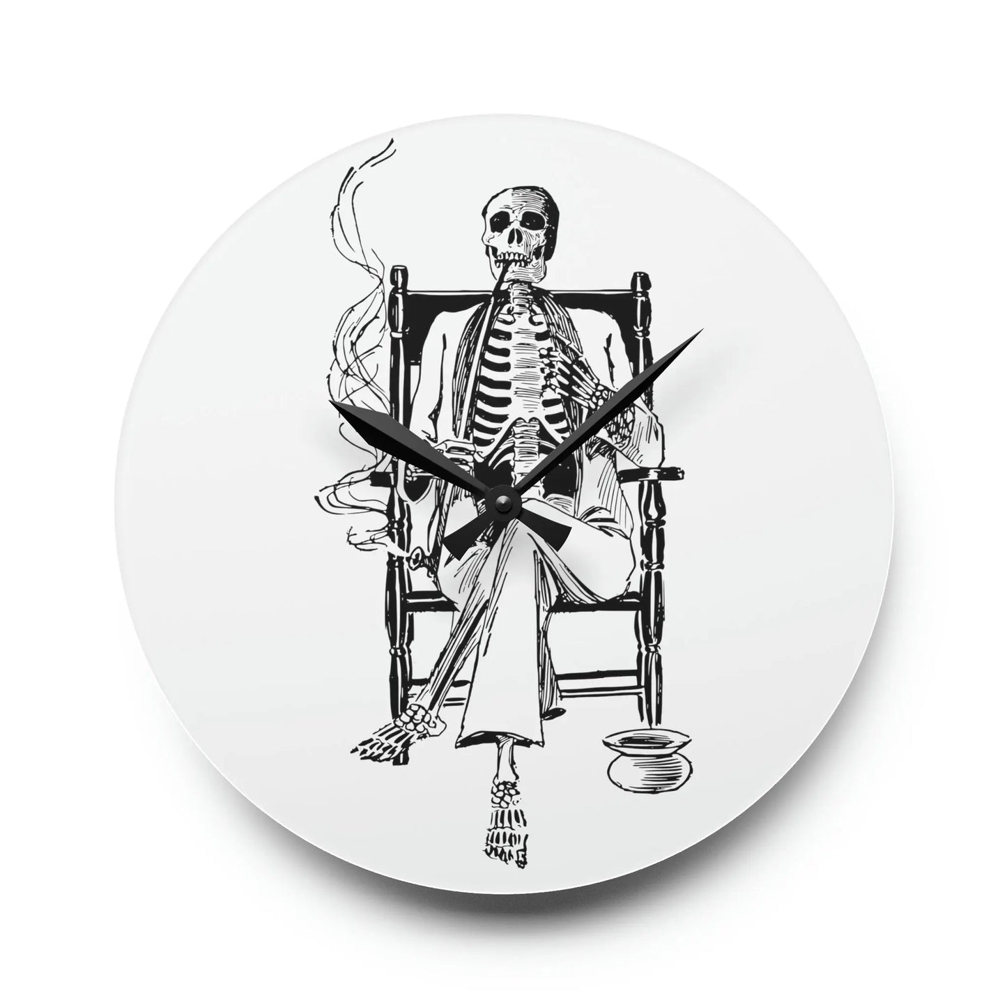 Smoking Skeleton in a Rocking Chair Wall Clock - papercraneco