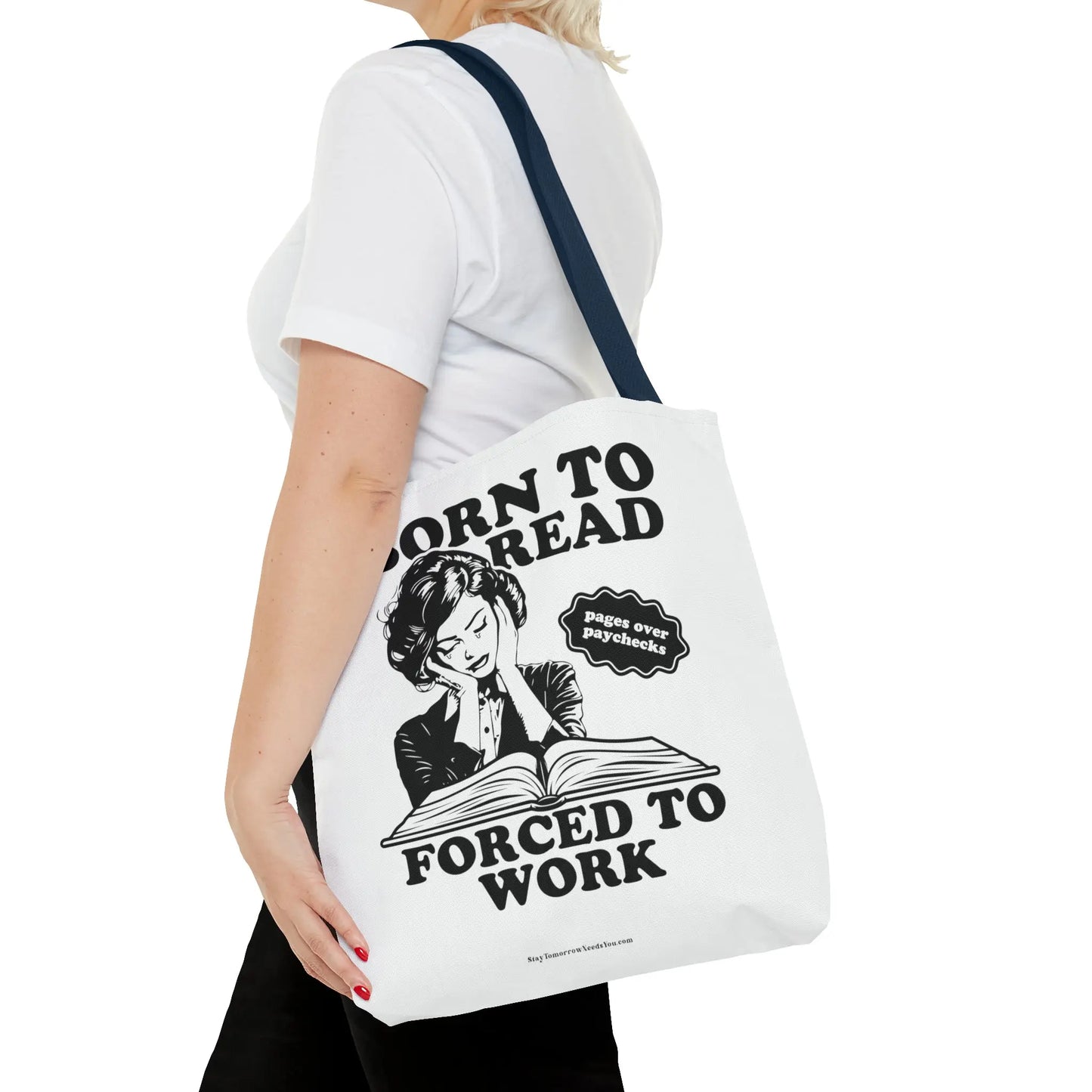 Born To Read Forced to Work Retro Tote Spicy Smut Tote Bookish Gift Dark Romantasy Reader Morally Grey Club Fiction Character Book Lover Mothers Day Gift Book Club Book Worm
