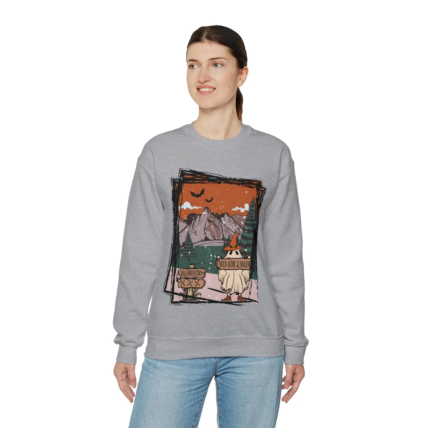 Halloween Hitchhiking Ghost Boho Distressed Printify