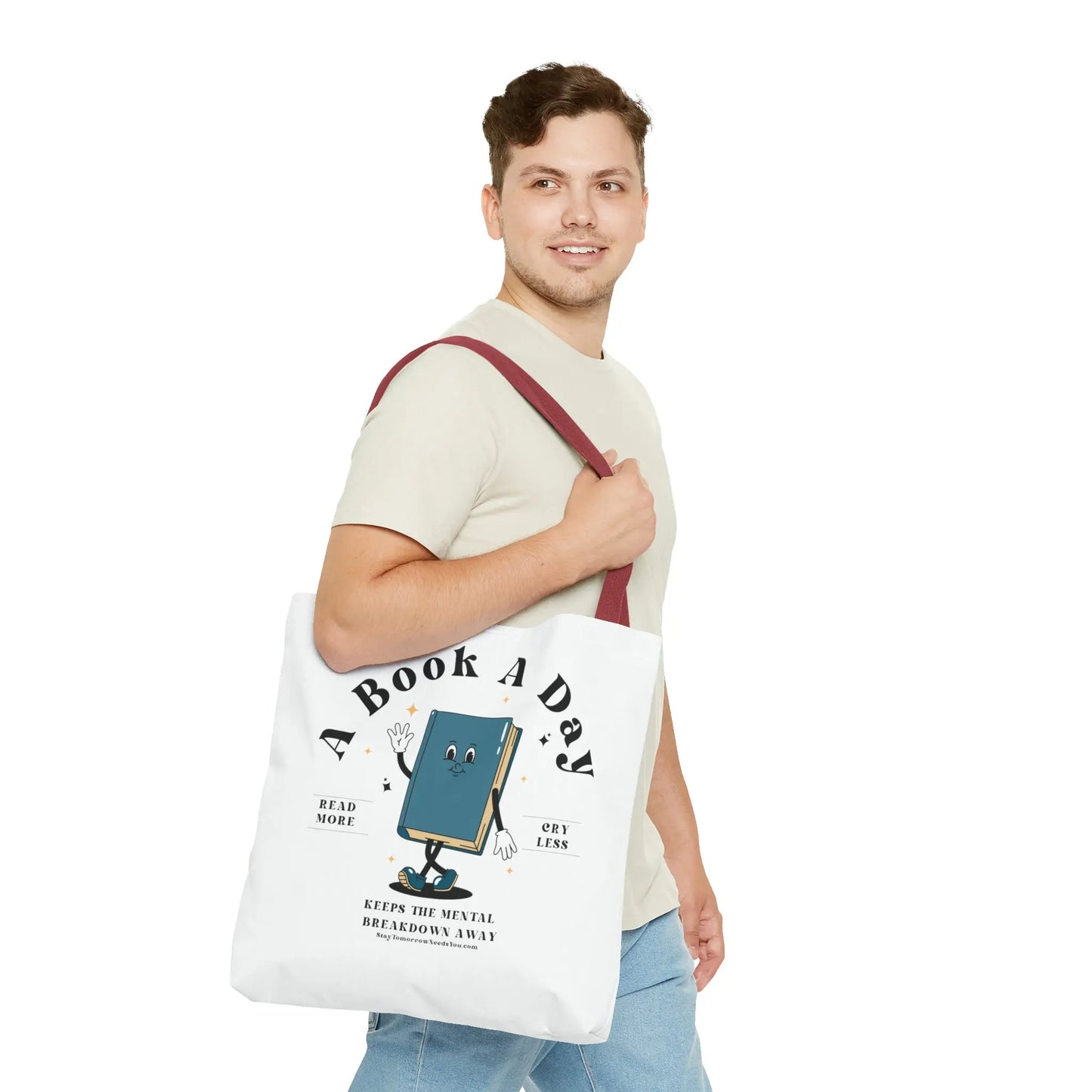 Bookish Mental Health Tote | Book A Day Retro Tote Read More Book Lover Bookworm BookTok Romance Reader Book Addict Romantasy Bibliophile