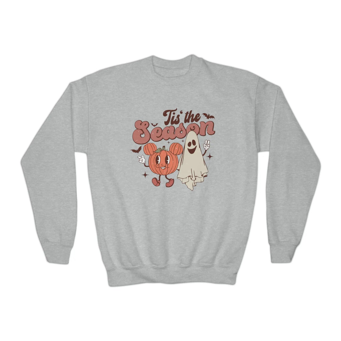 Retro 'Tis the Season' Kids Sweatshirt - Cute Halloween 2023 Pumpkin and Ghost Printify
