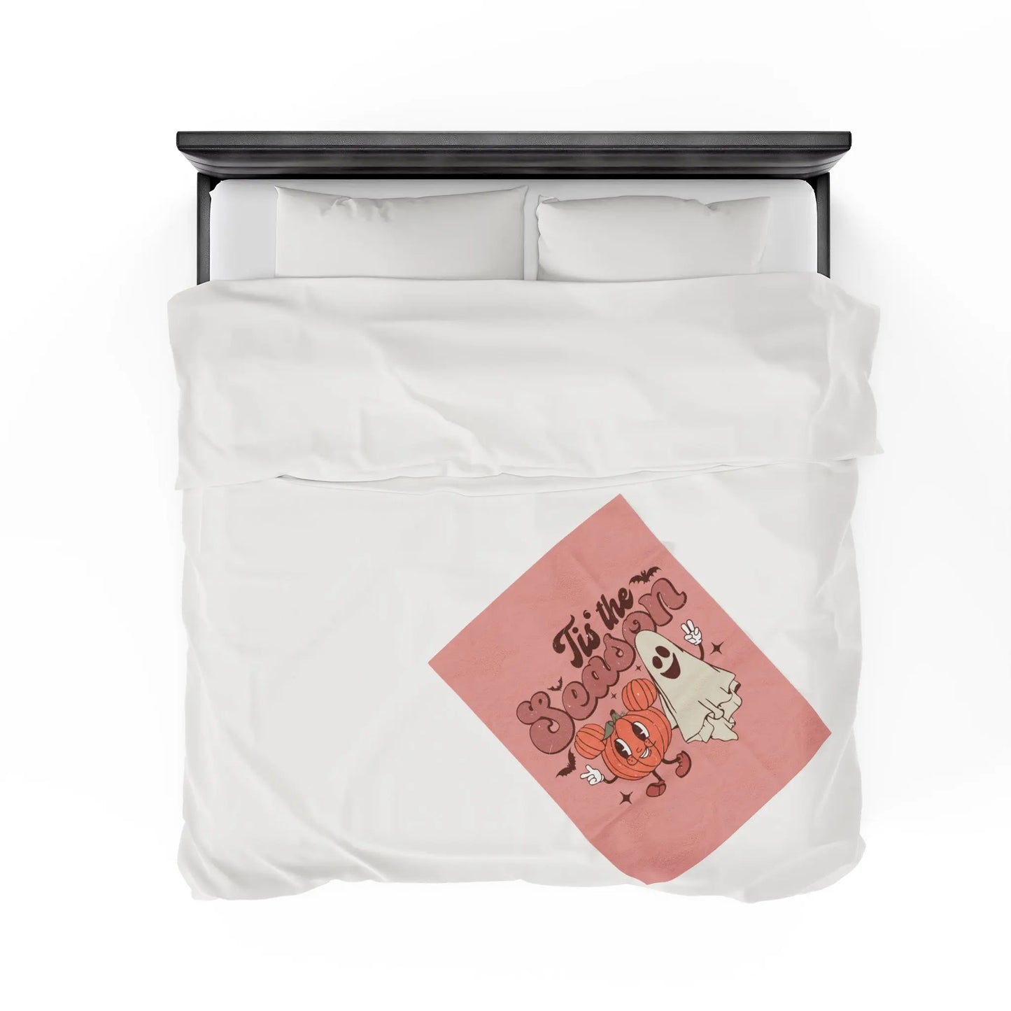 Cute Retro 'Tis the Season' Halloween Pumpkin Ghost Throw Blanket Printify
