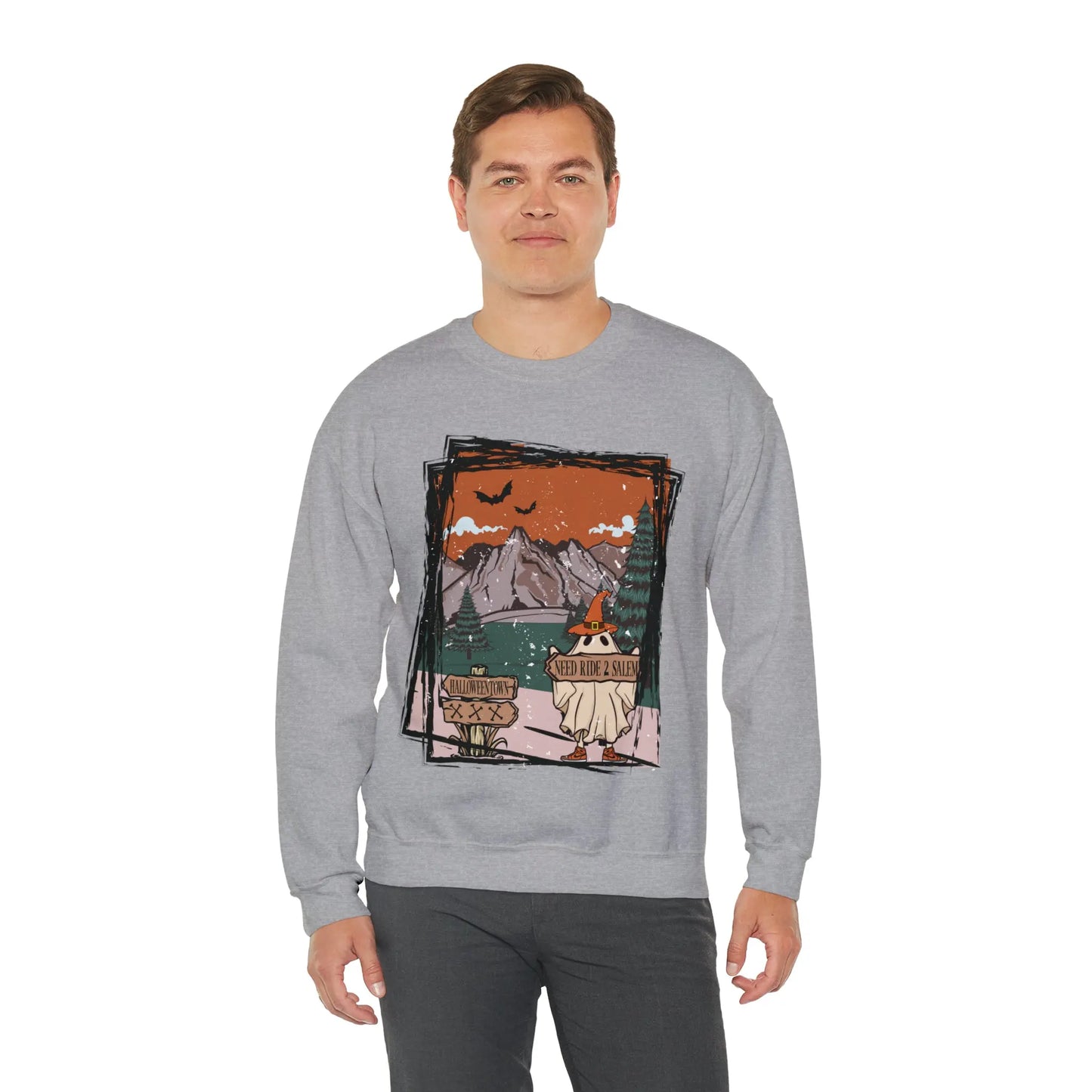 Halloween Hitchhiking Ghost Boho Distressed Printify