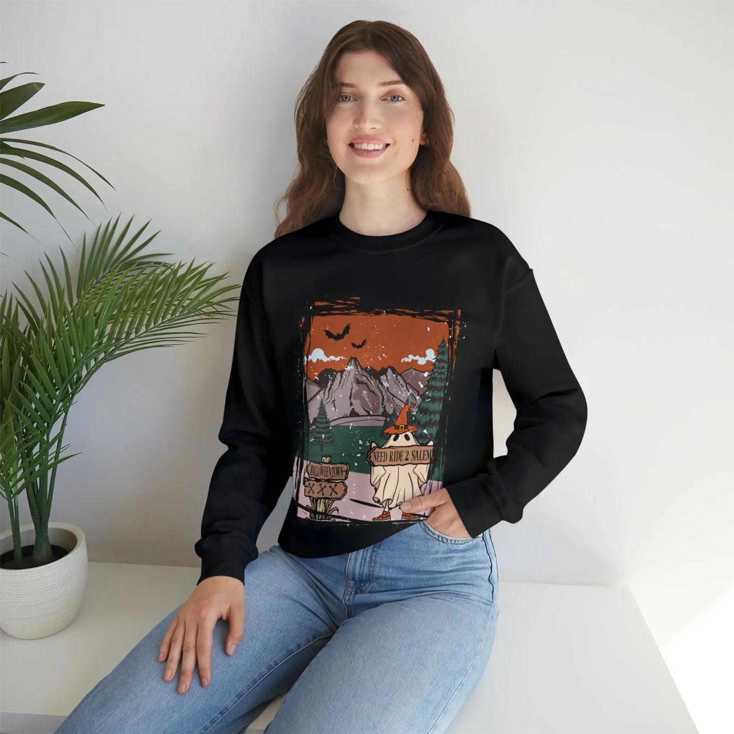 Halloween Hitchhiking Ghost Boho Distressed Printify