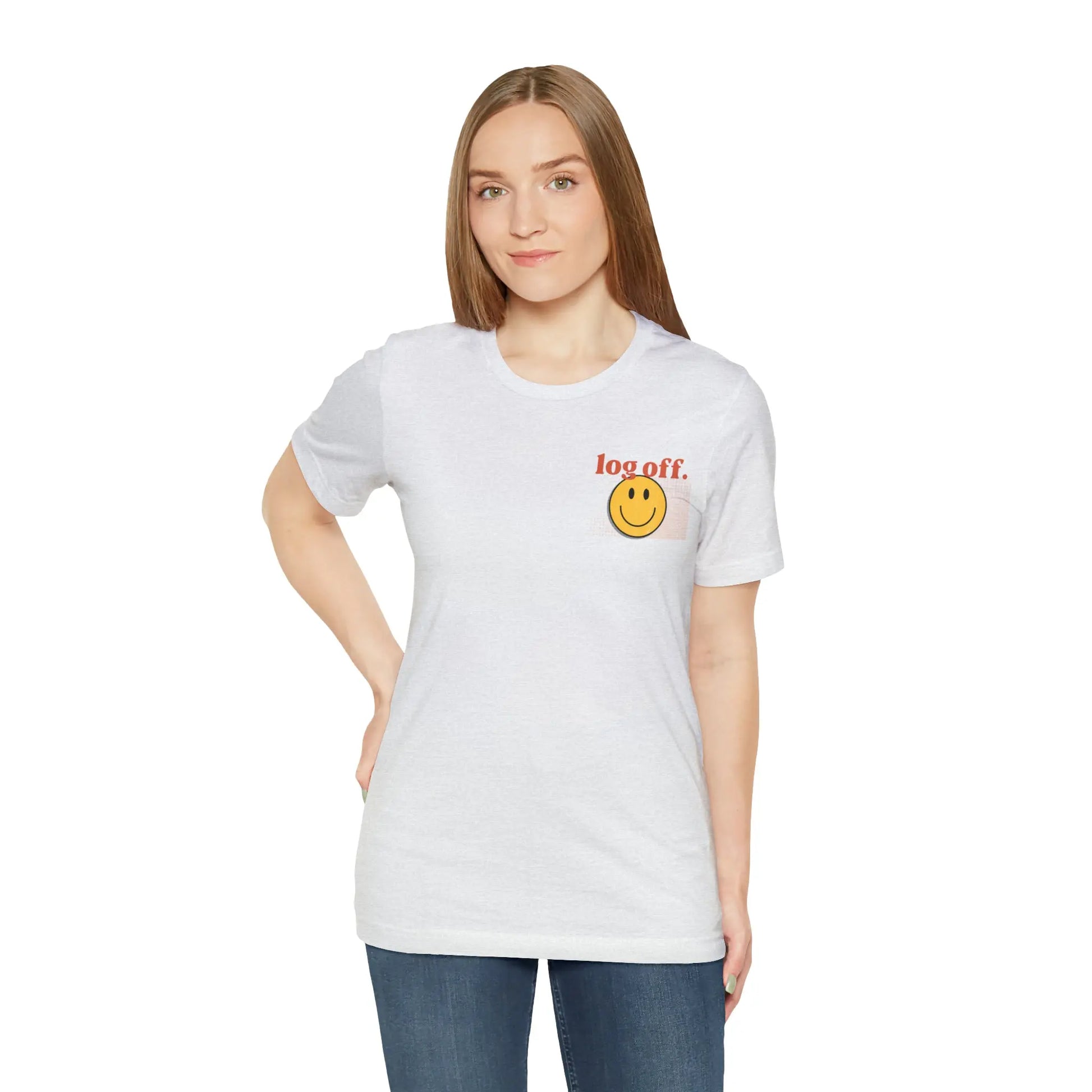Stay Present with Retro 'Log Off' Smiley Face T-Shirt - papercraneco