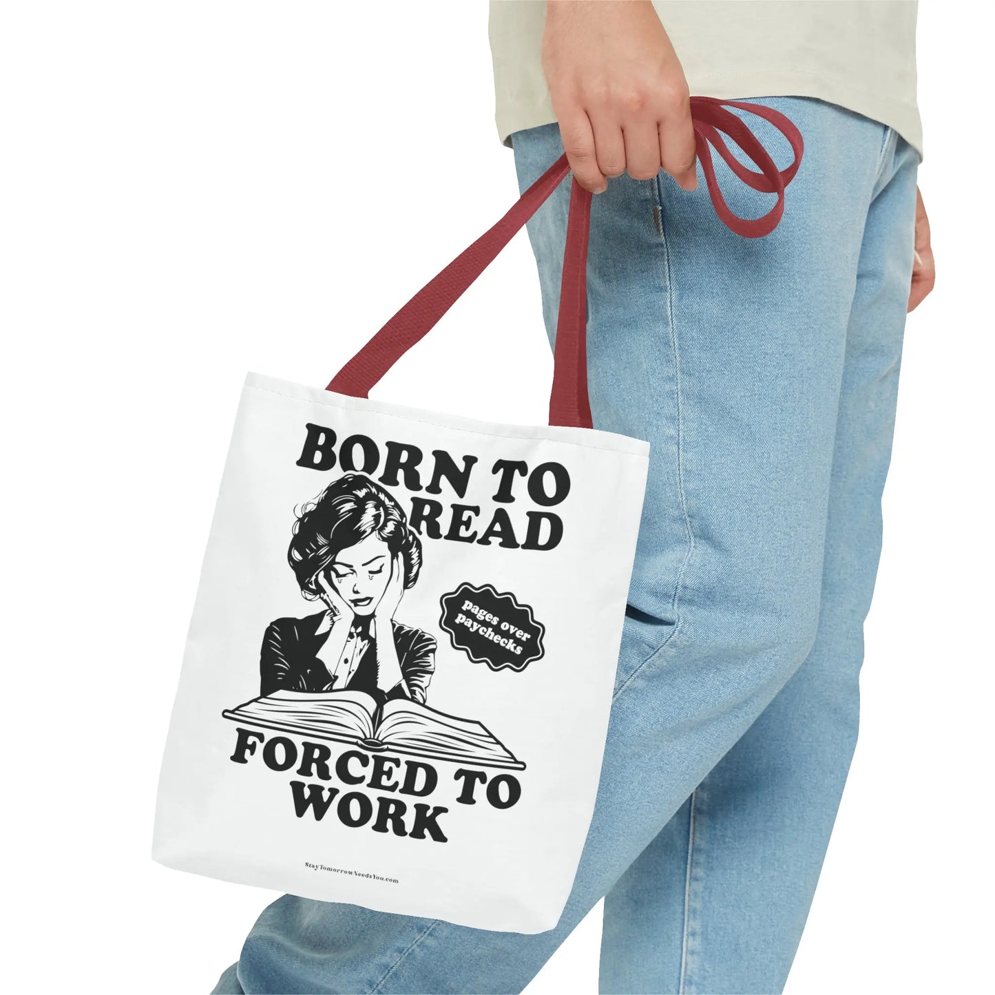 Born To Read Forced to Work Retro Tote Spicy Smut Tote Bookish Gift Dark Romantasy Reader Morally Grey Club Fiction Character Book Lover Mothers Day Gift Book Club Book Worm