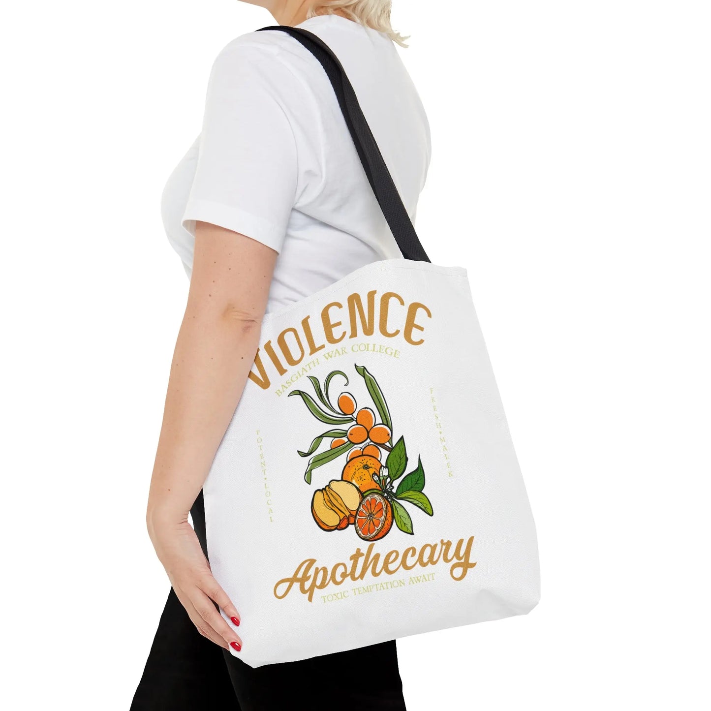 Fourth Wing Iron Flame Vintage-Style Violence Basgiath War College Apothecary Tote Bag | Inspired by Rebecca Yarros - Stay Tomorrow Needs You