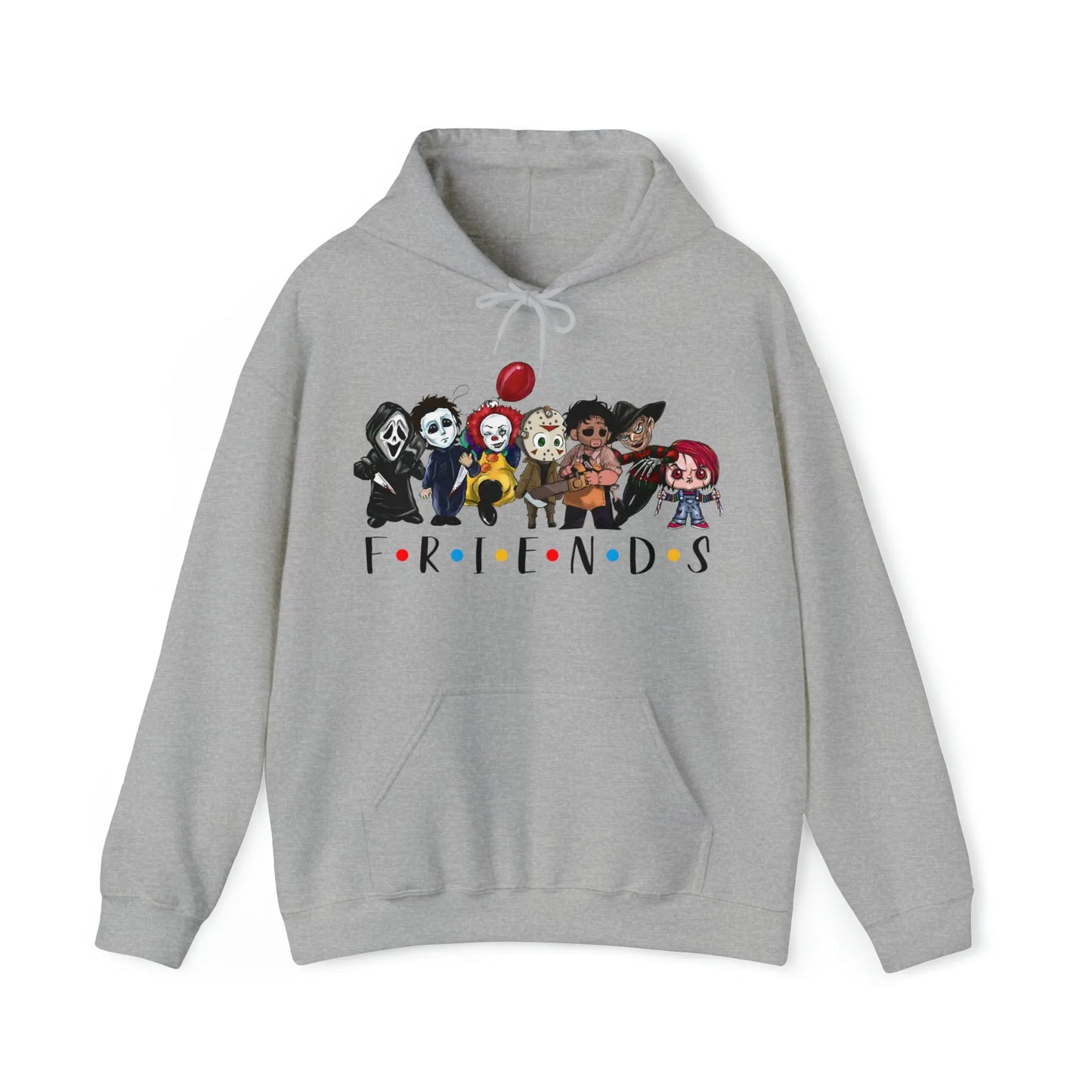 Friends Horror Movie Character Hooded Sweatshirt Printify
