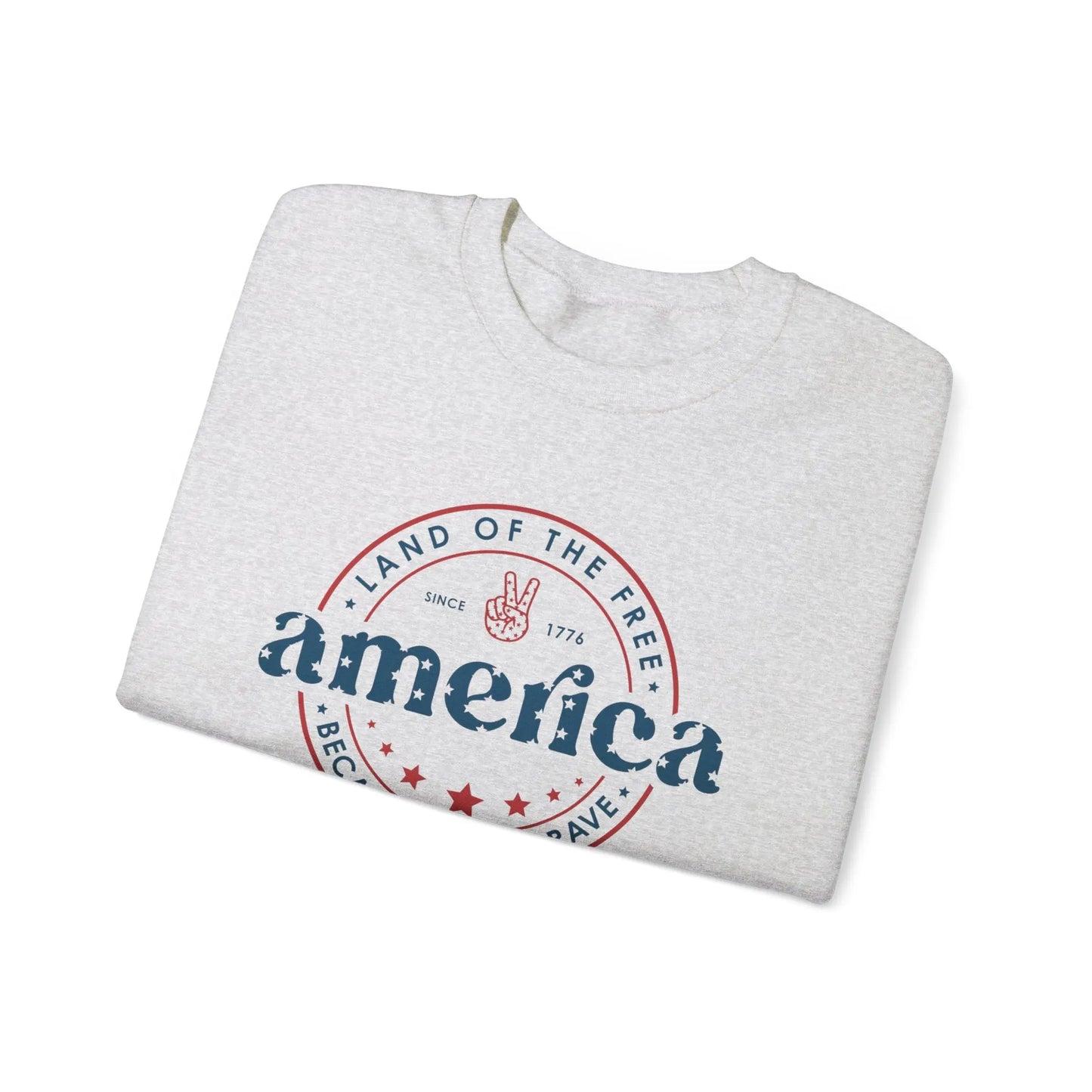 America: Land of the Free Because of the Brave Vintage Retro America Sweatshirt for Patriots Printify