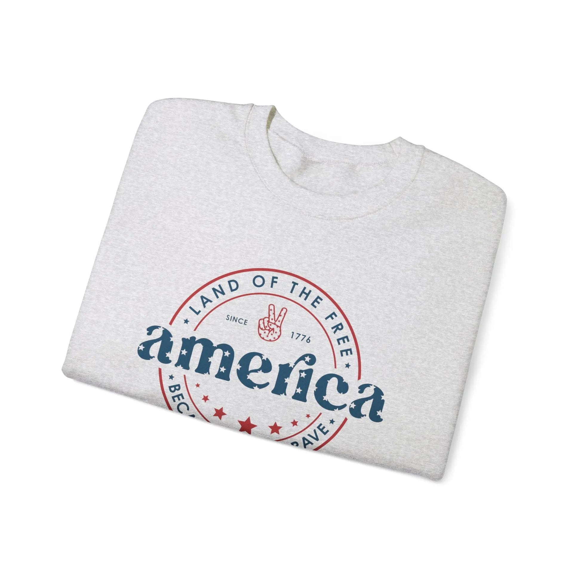 America: Land of the Free Because of the Brave Vintage Retro America Sweatshirt for Patriots Printify