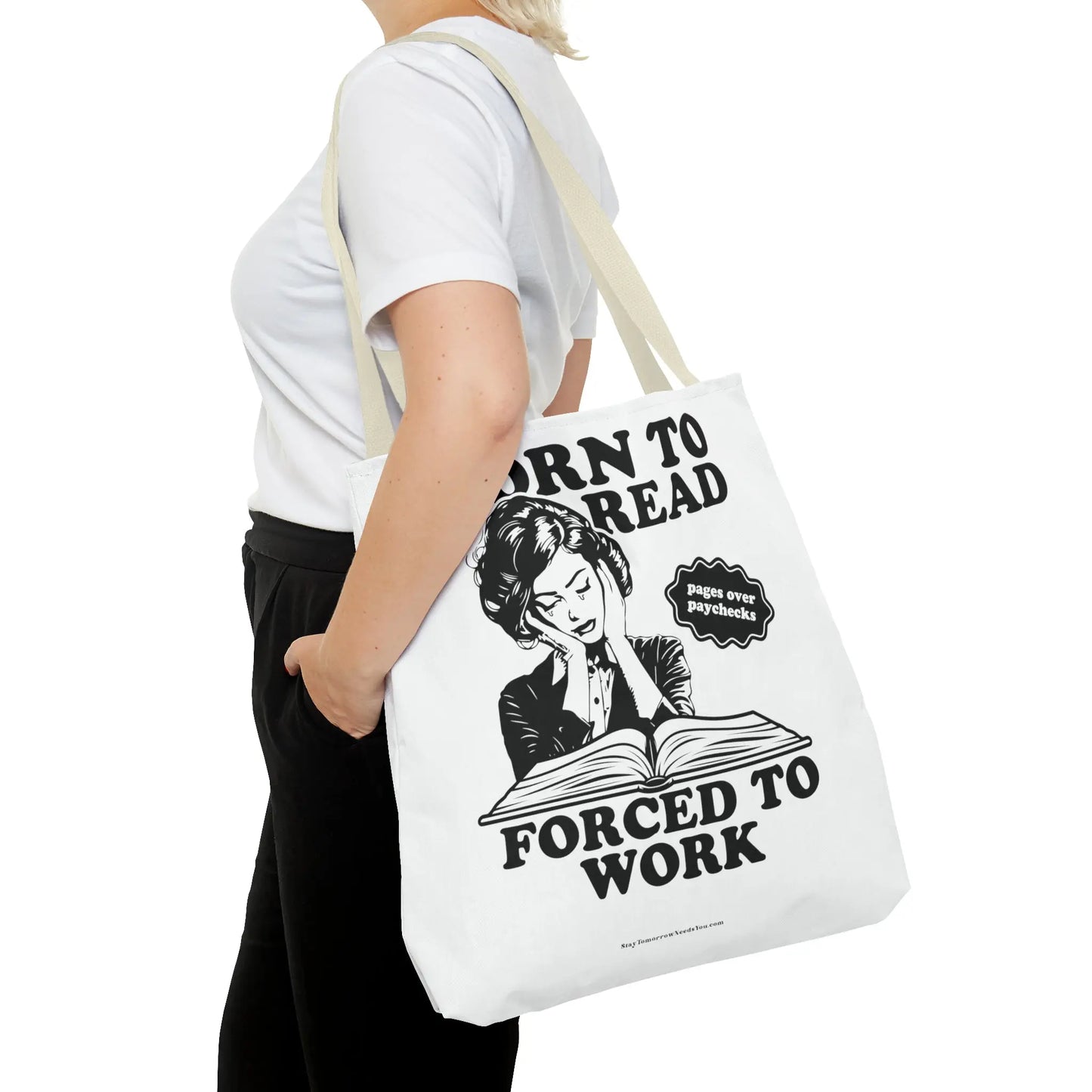 Born To Read Forced to Work Retro Tote Spicy Smut Tote Bookish Gift Dark Romantasy Reader Morally Grey Club Fiction Character Book Lover Mothers Day Gift Book Club Book Worm
