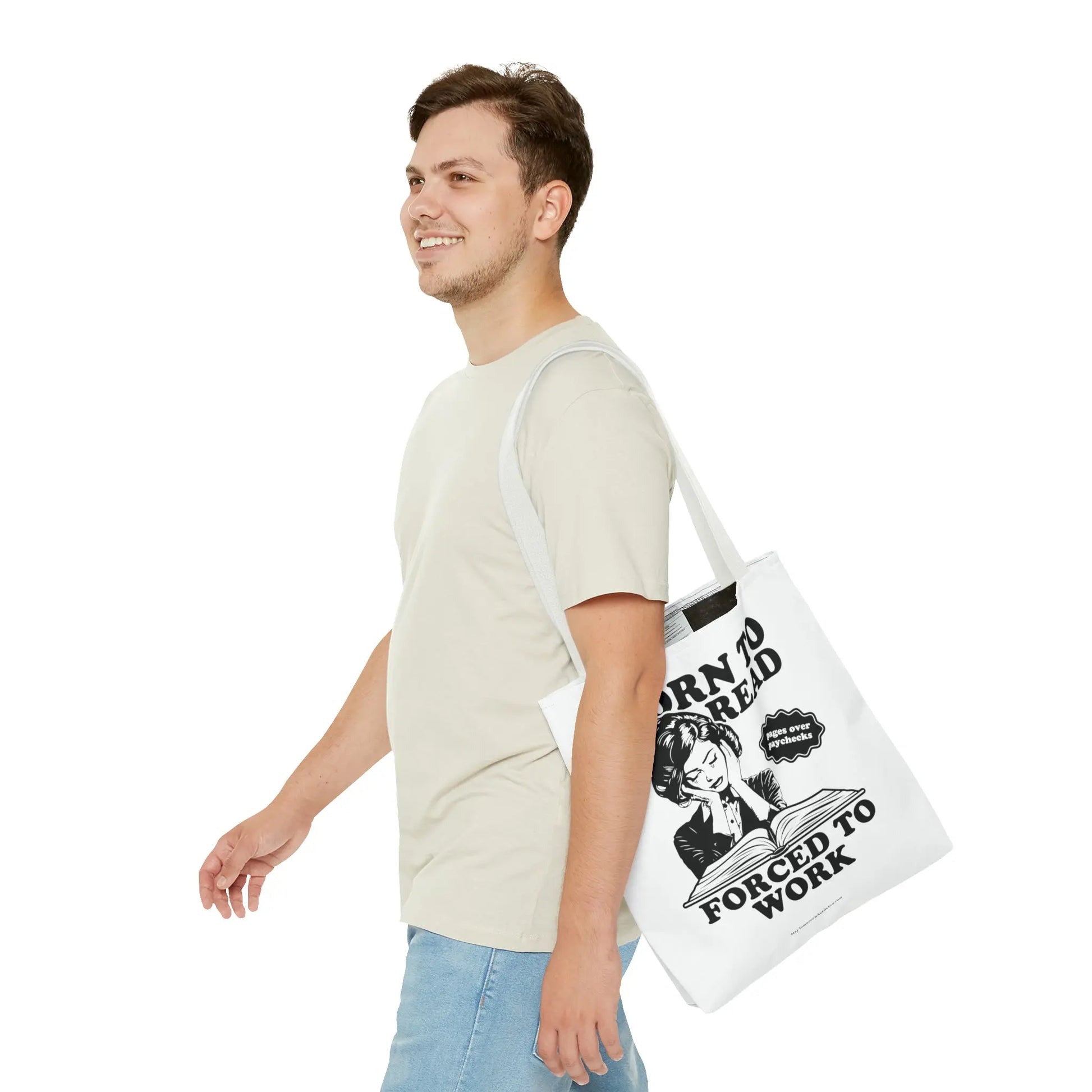 Born To Read Forced to Work Retro Tote Spicy Smut Tote Bookish Gift Dark Romantasy Reader Morally Grey Club Fiction Character Book Lover Mothers Day Gift Book Club Book Worm