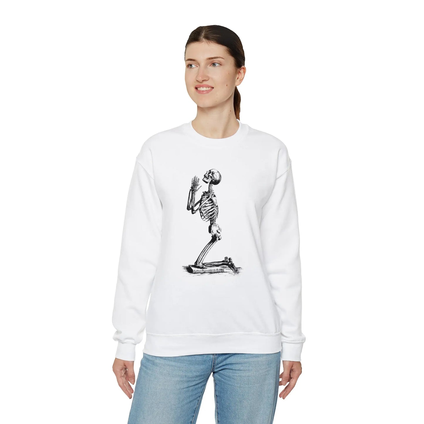 Praying Skeleton Sweatshirt Printify