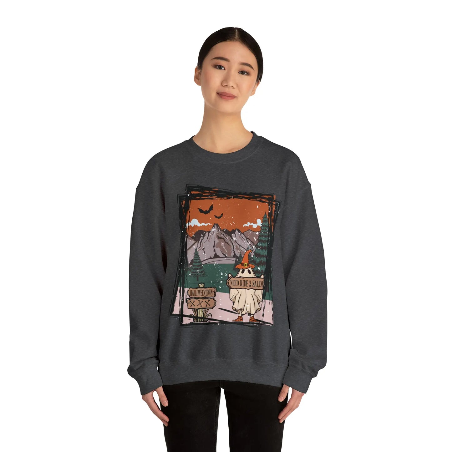 Halloween Hitchhiking Ghost Boho Distressed Printify