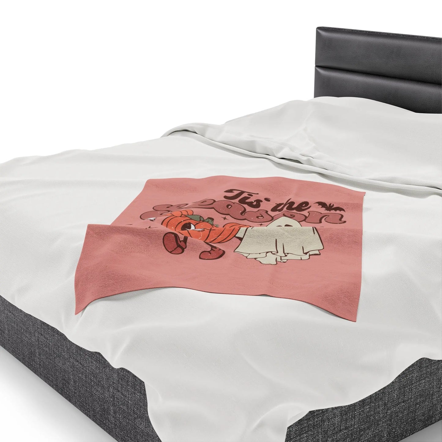 Cute Retro 'Tis the Season' Halloween Pumpkin Ghost Throw Blanket Printify
