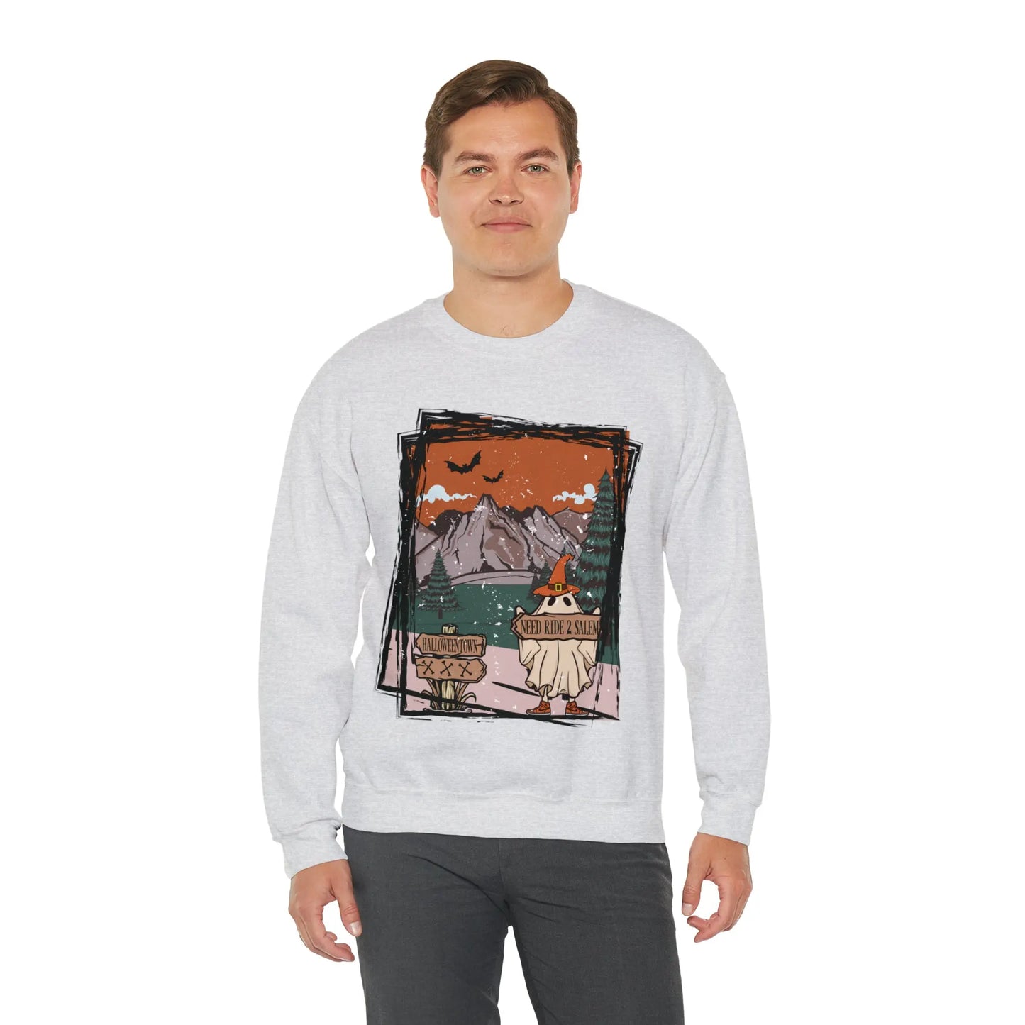 Halloween Hitchhiking Ghost Boho Distressed Printify