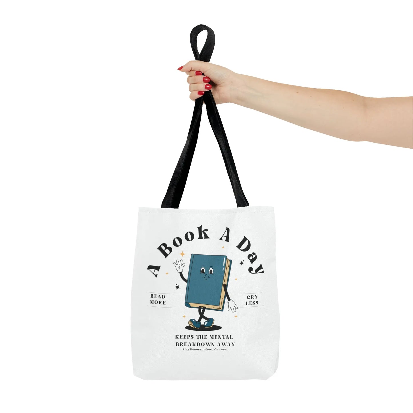Bookish Mental Health Tote | Book A Day Retro Tote Read More Book Lover Bookworm BookTok Romance Reader Book Addict Romantasy Bibliophile