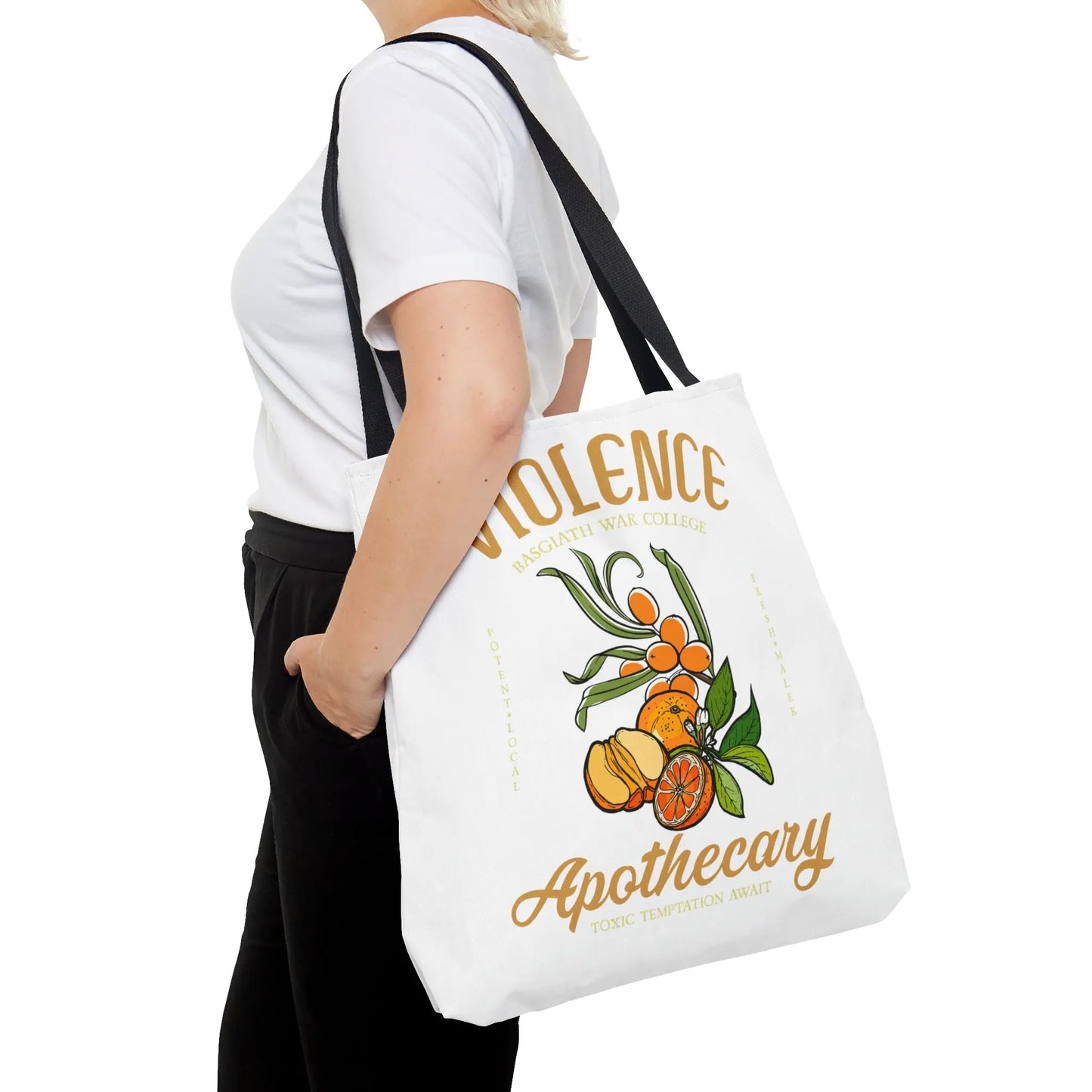 Fourth Wing Iron Flame Vintage-Style Violence Basgiath War College Apothecary Tote Bag | Inspired by Rebecca Yarros - Stay Tomorrow Needs You