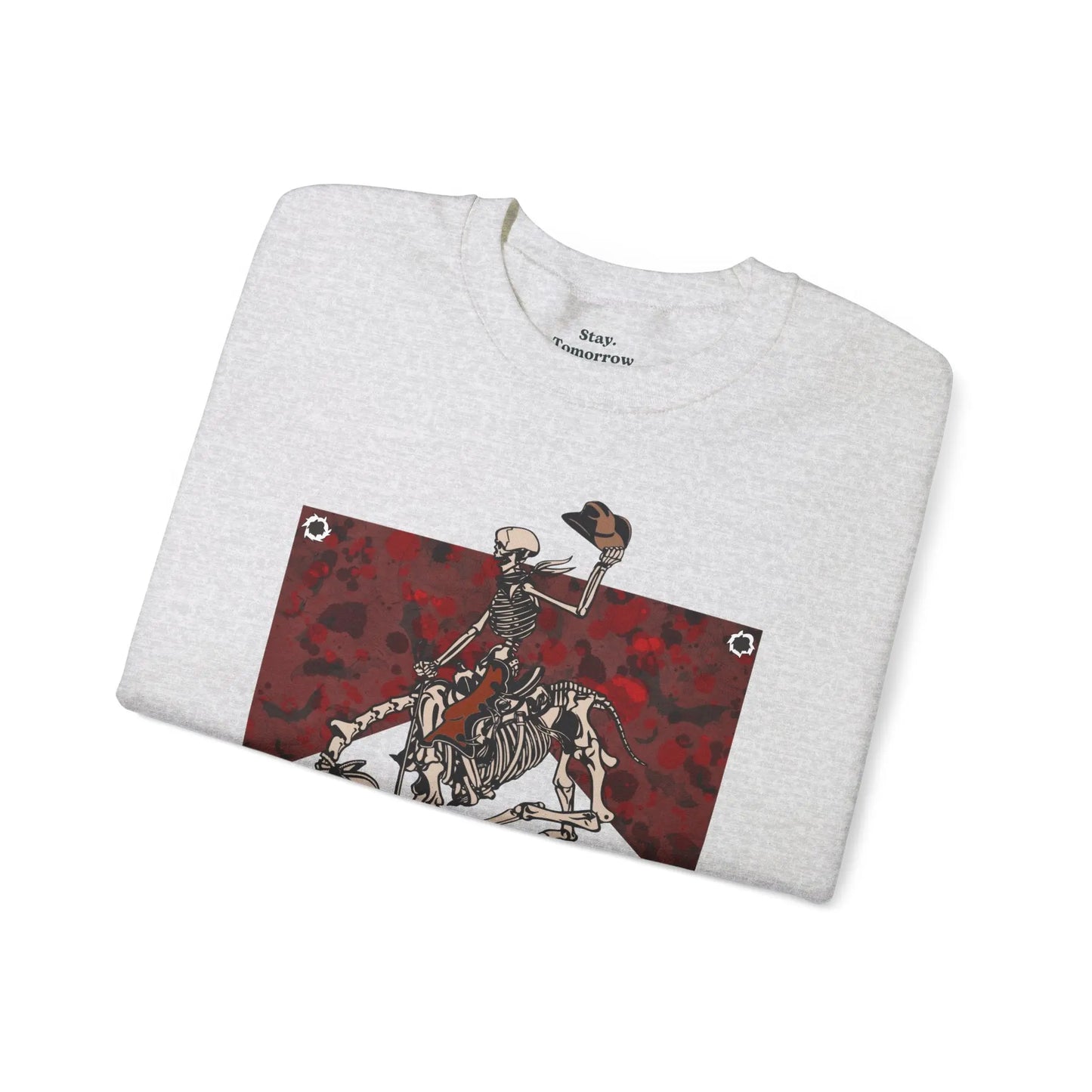 Vintage Halloween Night Rider Sweatshirt Skeleton Cowboy Western Desert Halloween 2024 Printify
