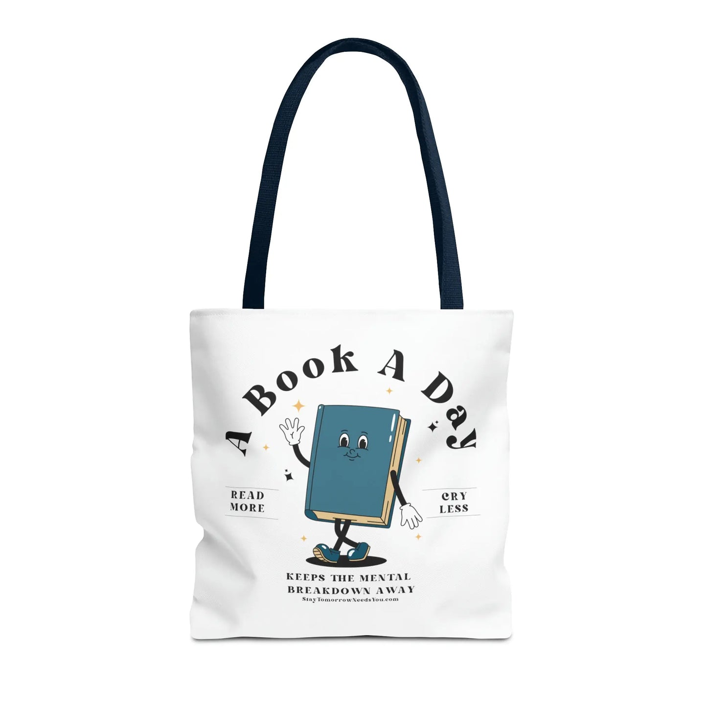 Bookish Mental Health Tote | Book A Day Retro Tote Read More Book Lover Bookworm BookTok Romance Reader Book Addict Romantasy Bibliophile