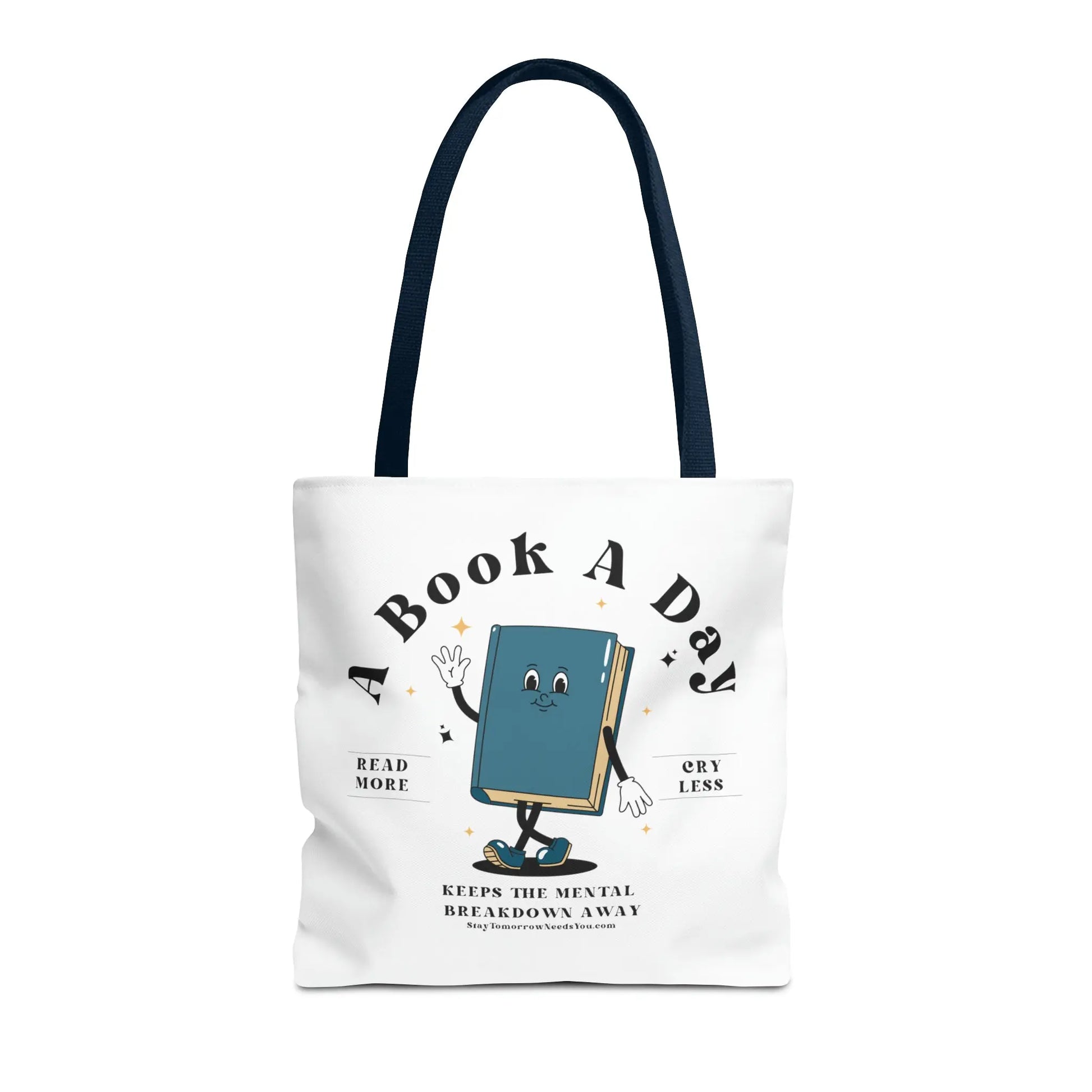 Bookish Mental Health Tote | Book A Day Retro Tote Read More Book Lover Bookworm BookTok Romance Reader Book Addict Romantasy Bibliophile