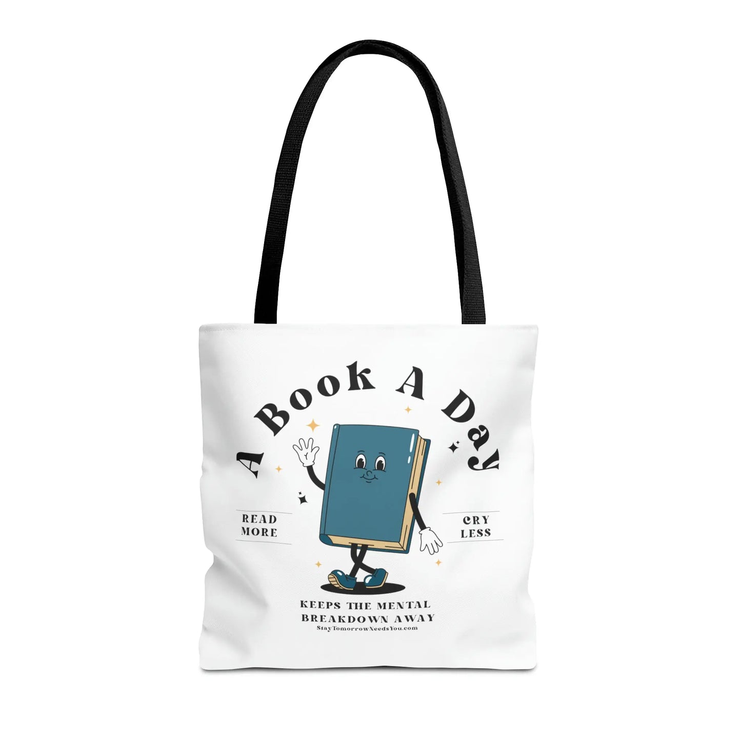 Bookish Mental Health Tote | Book A Day Retro Tote Read More Book Lover Bookworm BookTok Romance Reader Book Addict Romantasy Bibliophile