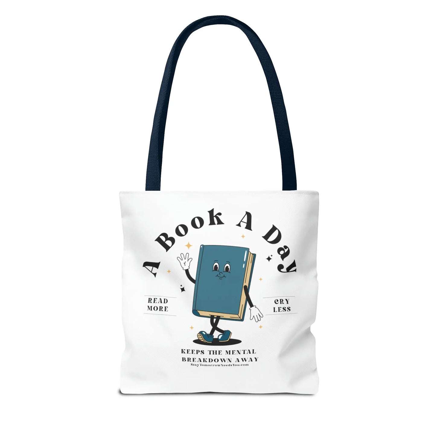 Bookish Mental Health Tote | Book A Day Retro Tote Read More Book Lover Bookworm BookTok Romance Reader Book Addict Romantasy Bibliophile