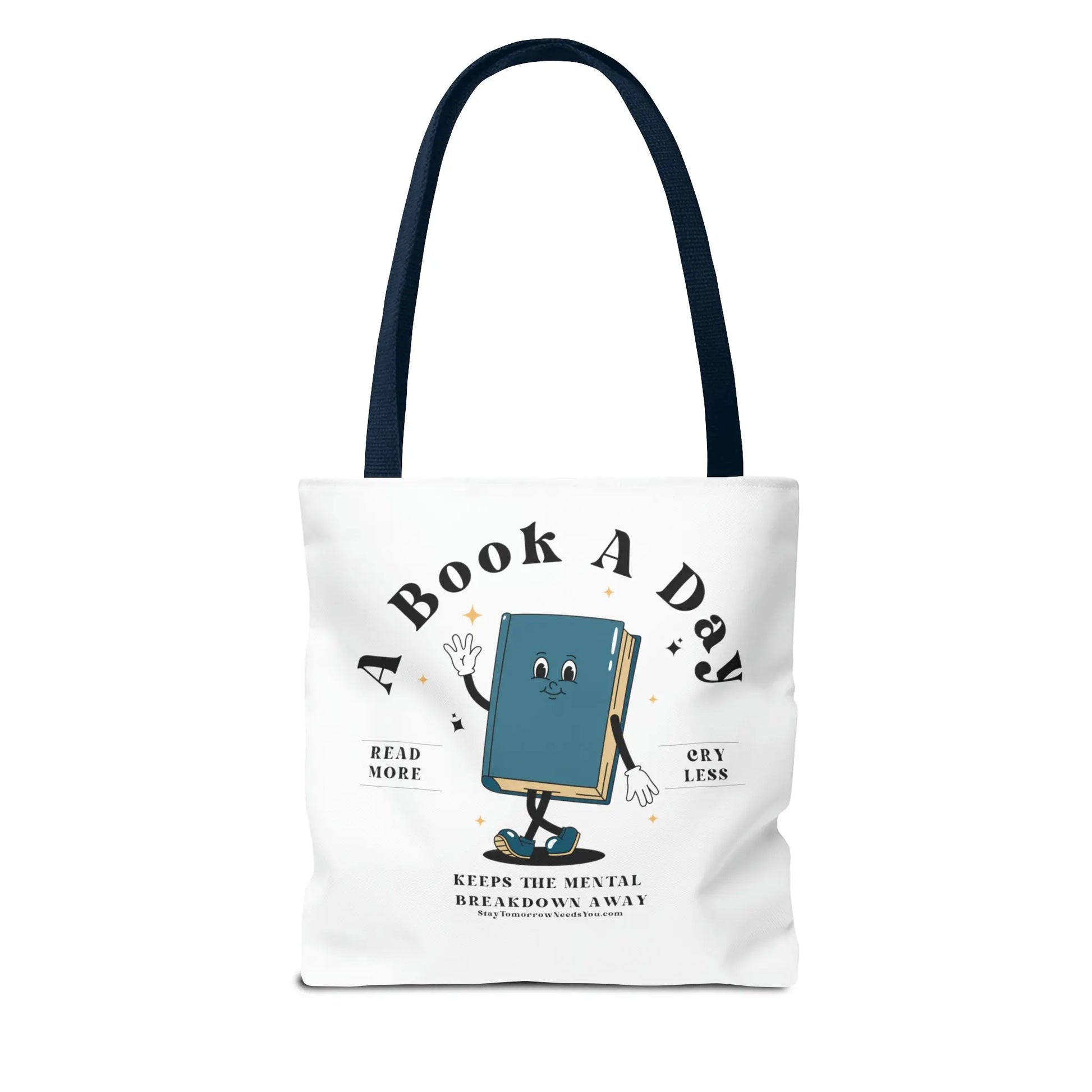 Bookish Mental Health Tote | Book A Day Retro Tote Read More Book Lover Bookworm BookTok Romance Reader Book Addict Romantasy Bibliophile