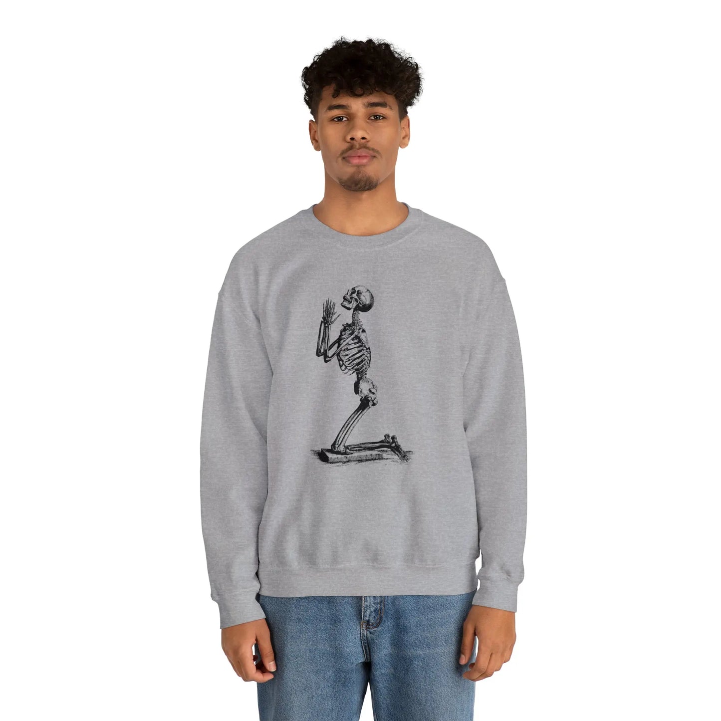 Praying Skeleton Sweatshirt Printify