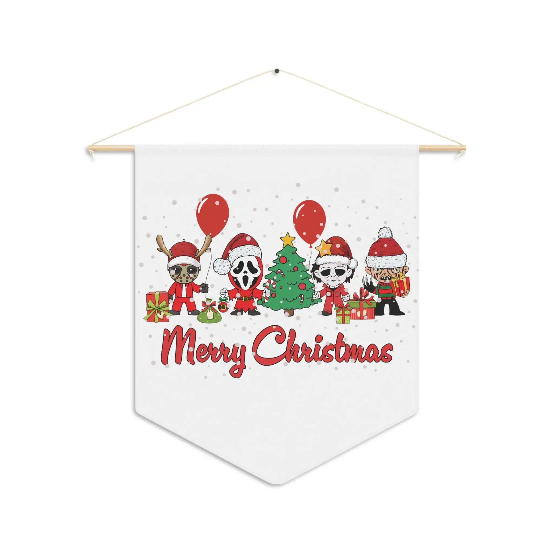 Merry Christmas Halloween Horror Movies Pennant Printify