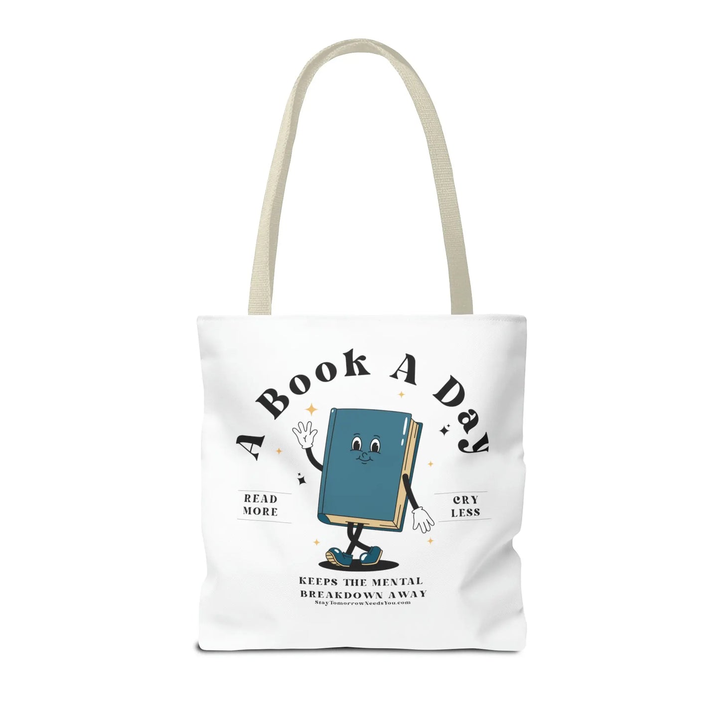 Bookish Mental Health Tote | Book A Day Retro Tote Read More Book Lover Bookworm BookTok Romance Reader Book Addict Romantasy Bibliophile