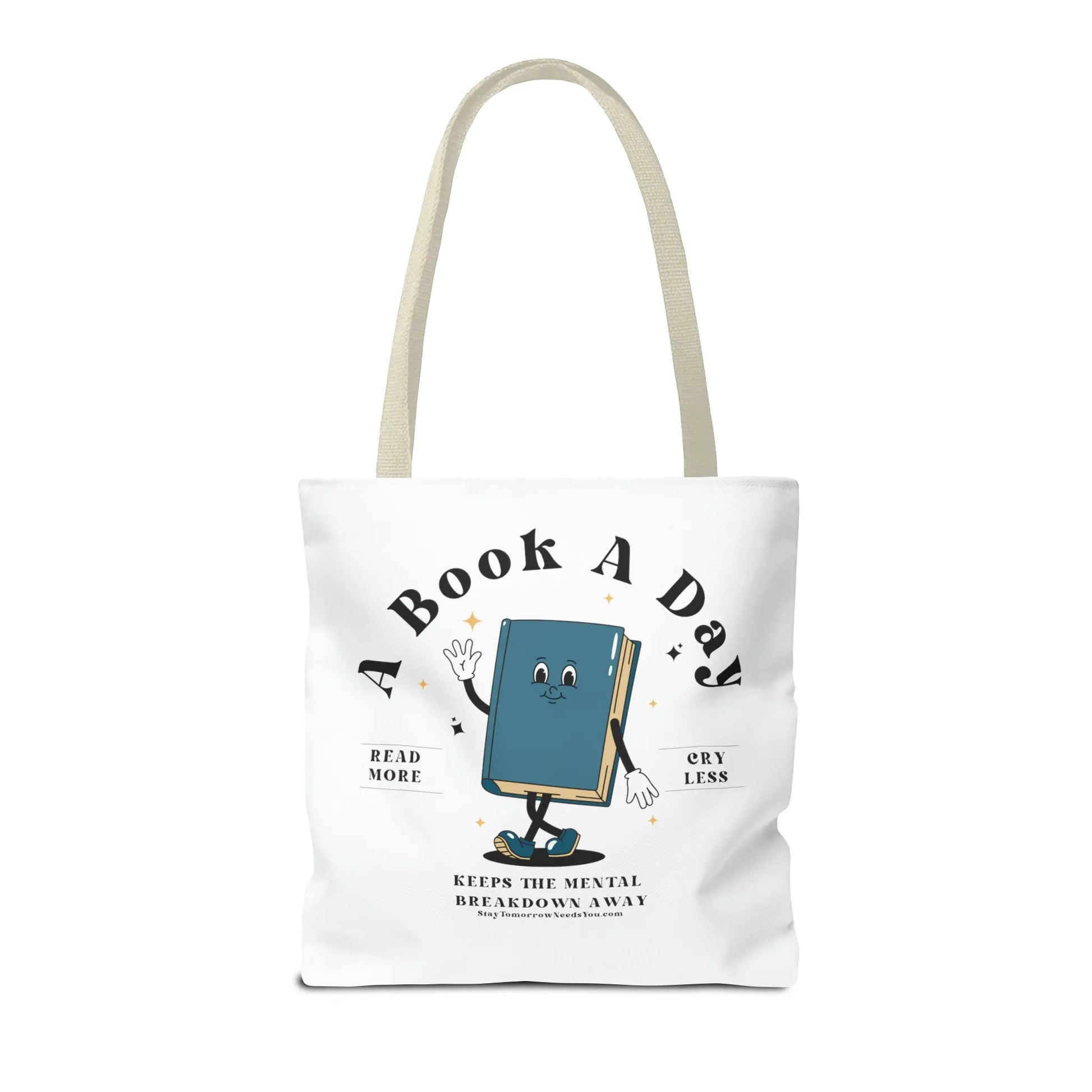 Bookish Mental Health Tote | Book A Day Retro Tote Read More Book Lover Bookworm BookTok Romance Reader Book Addict Romantasy Bibliophile