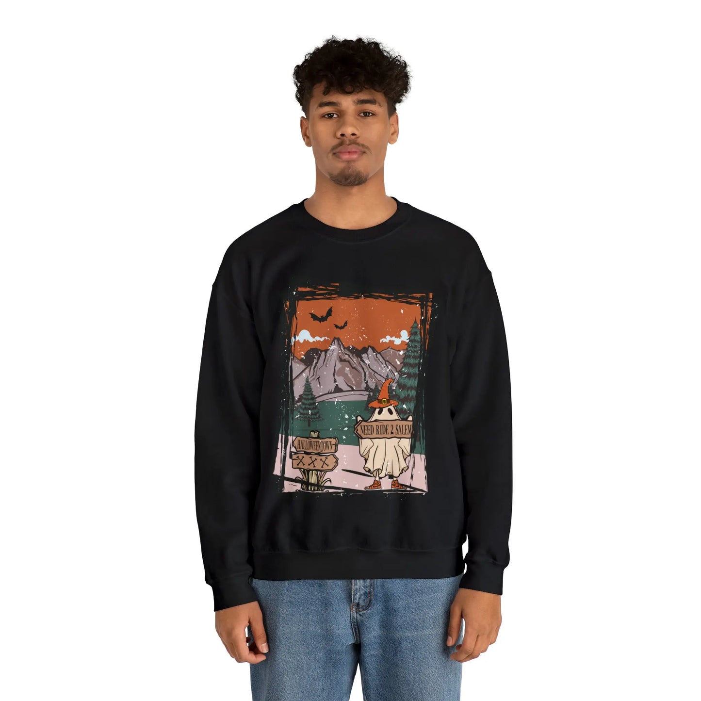 Halloween Hitchhiking Ghost Boho Distressed Printify