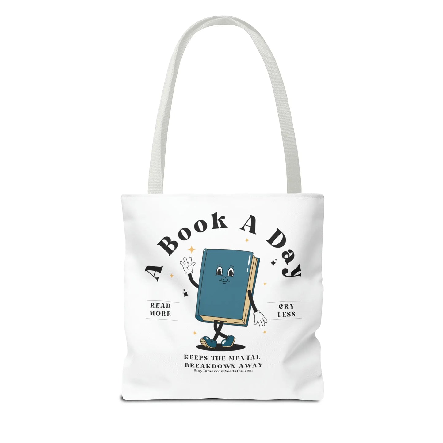 Bookish Mental Health Tote | Book A Day Retro Tote Read More Book Lover Bookworm BookTok Romance Reader Book Addict Romantasy Bibliophile