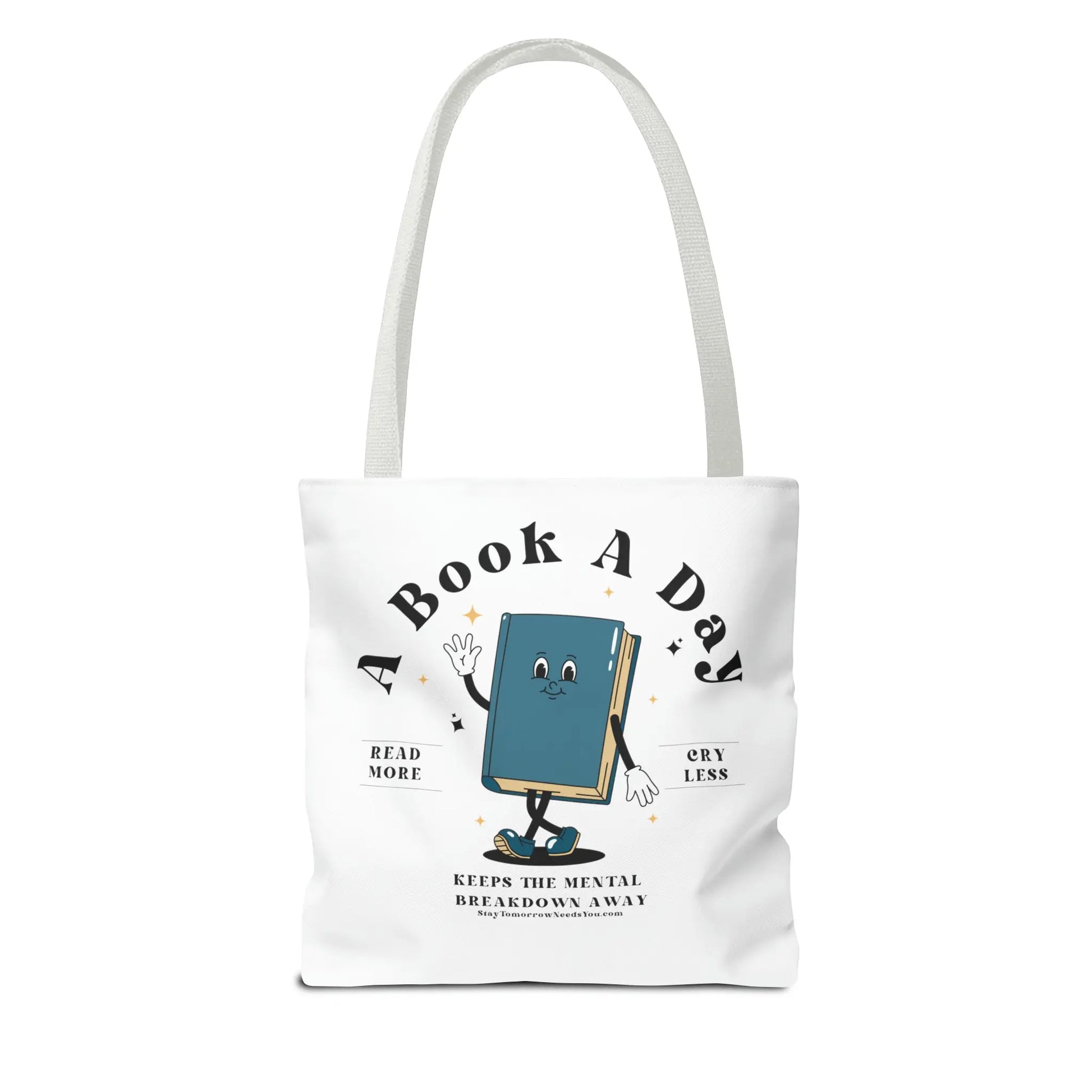 Bookish Mental Health Tote | Book A Day Retro Tote Read More Book Lover Bookworm BookTok Romance Reader Book Addict Romantasy Bibliophile